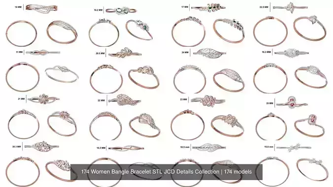 174 Women Bangle Bracelet STL JCD Details Collection