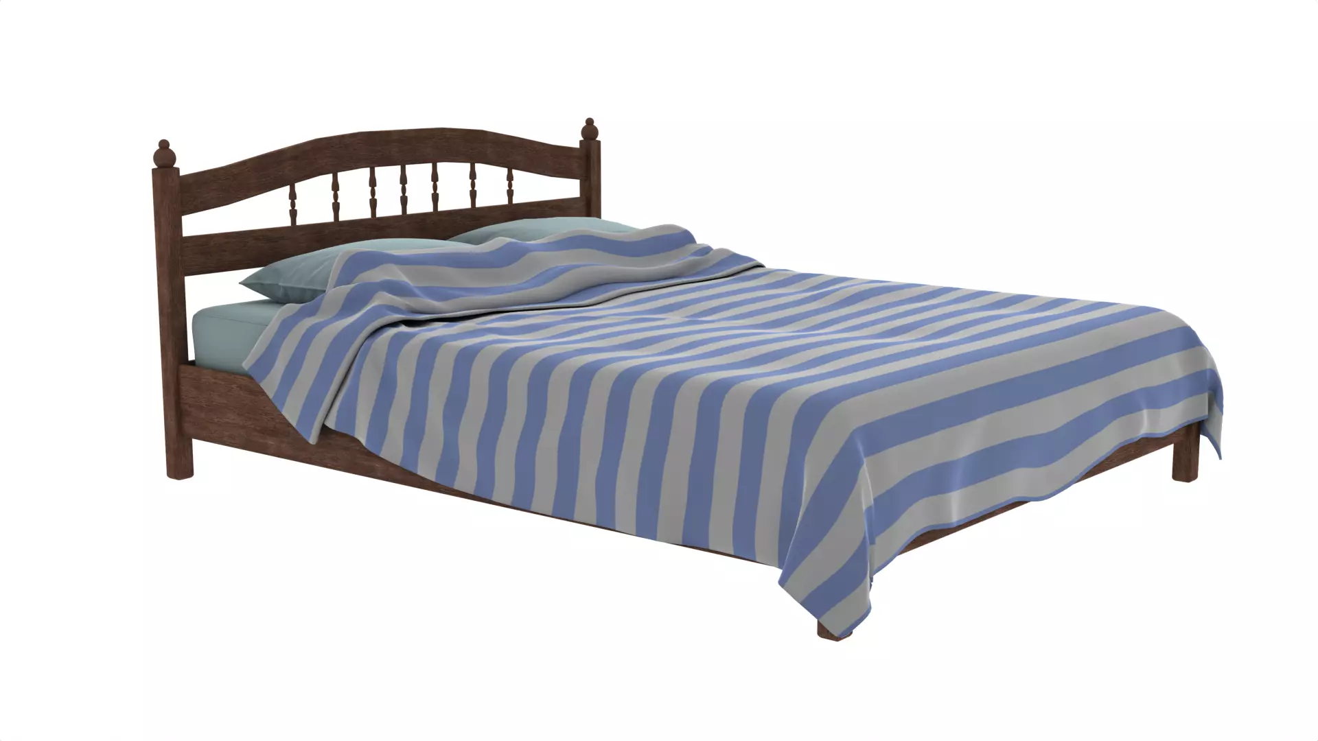 Simple Bed - With Pillow and Blanket 3D model_0