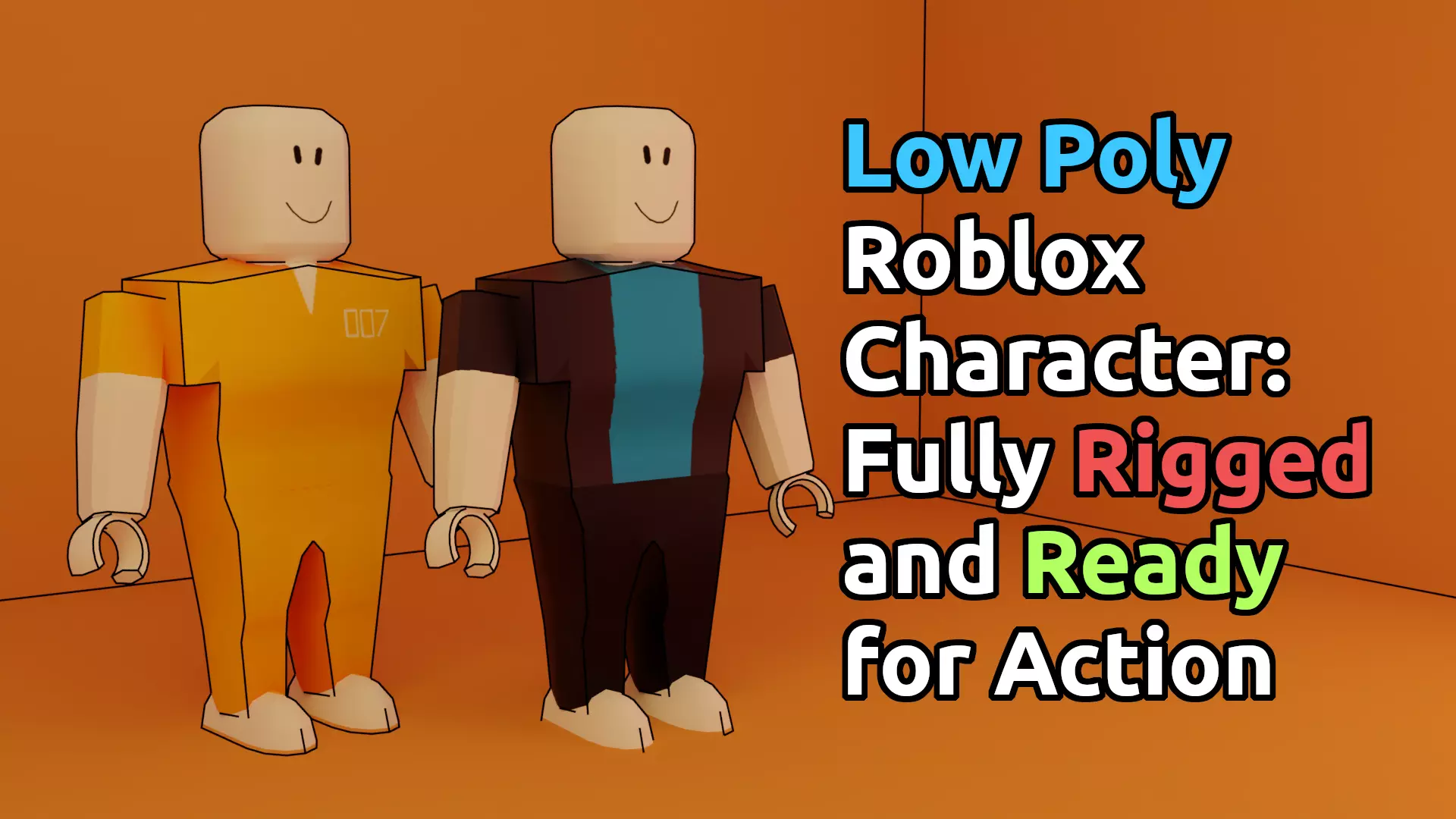 Low Poly Roblox Character Fully Rigged and Ready for Action Low-poly 3D model_0