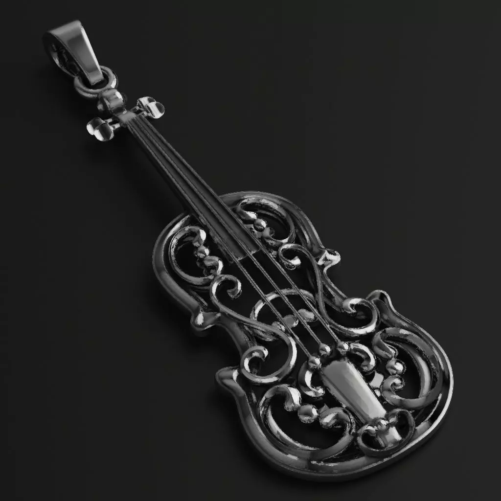 Violin pendant 3D print model_0