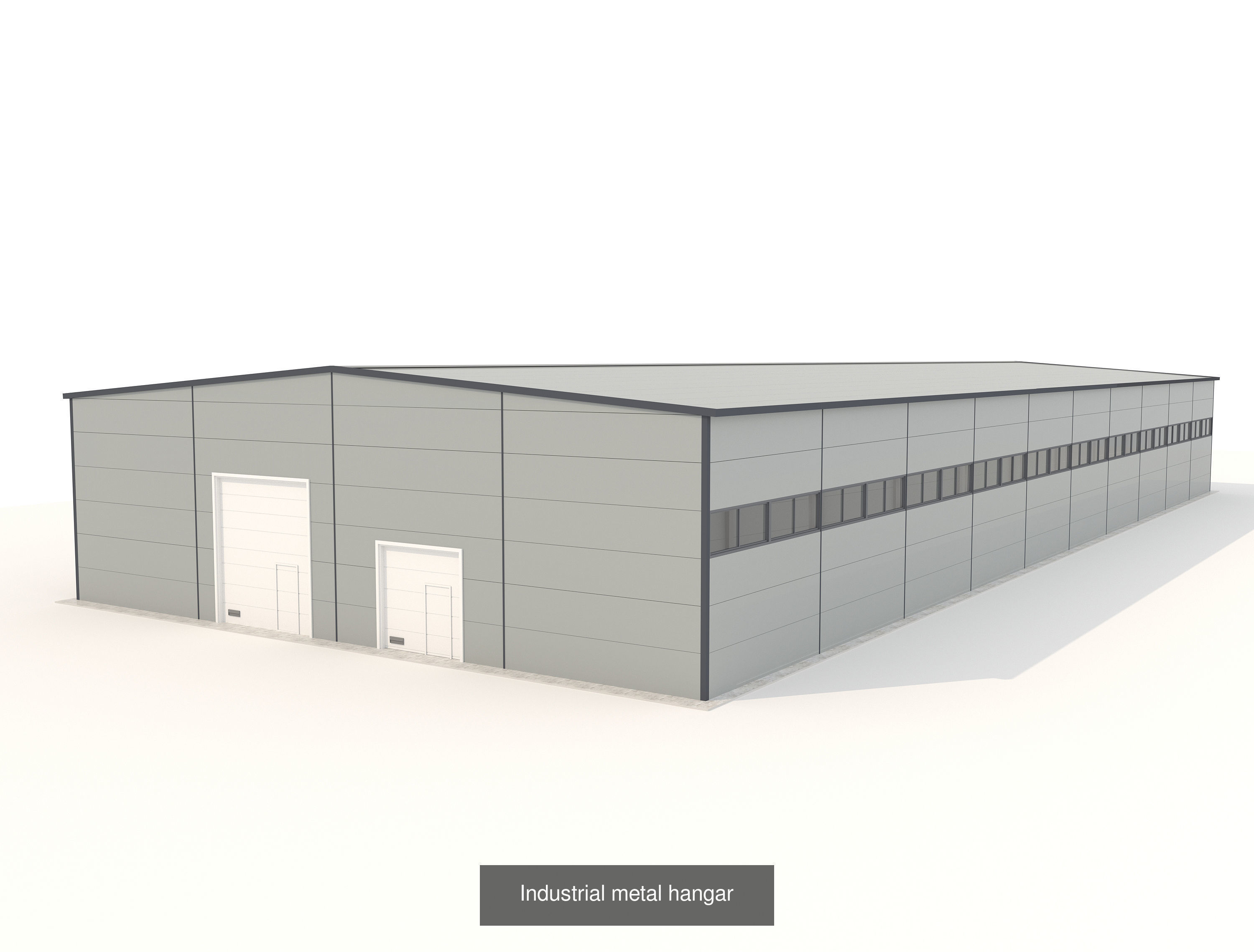 Pack of Four Industrial metal hangars 3D Model Collection_3