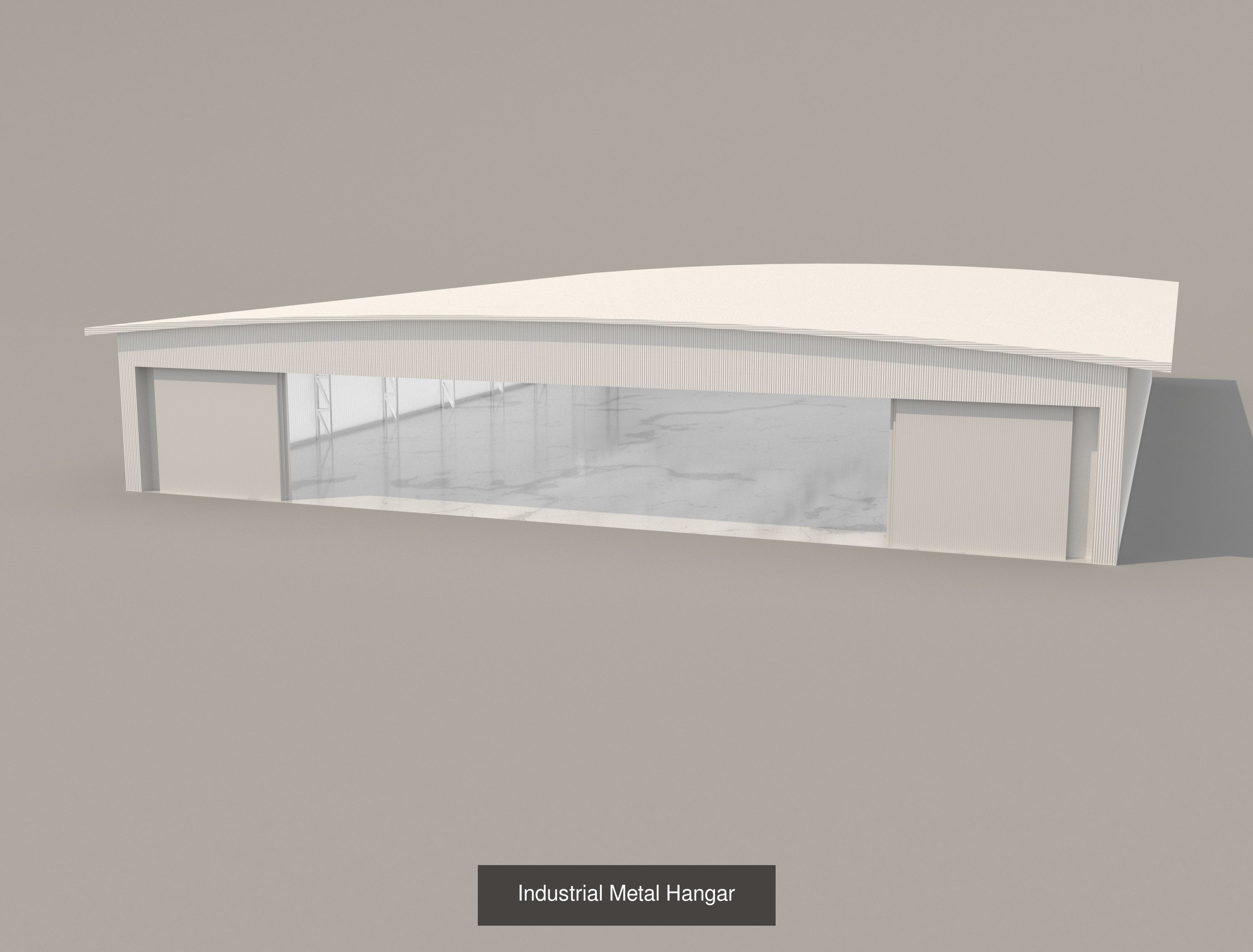 Pack of Four Industrial metal hangars 3D Model Collection_4