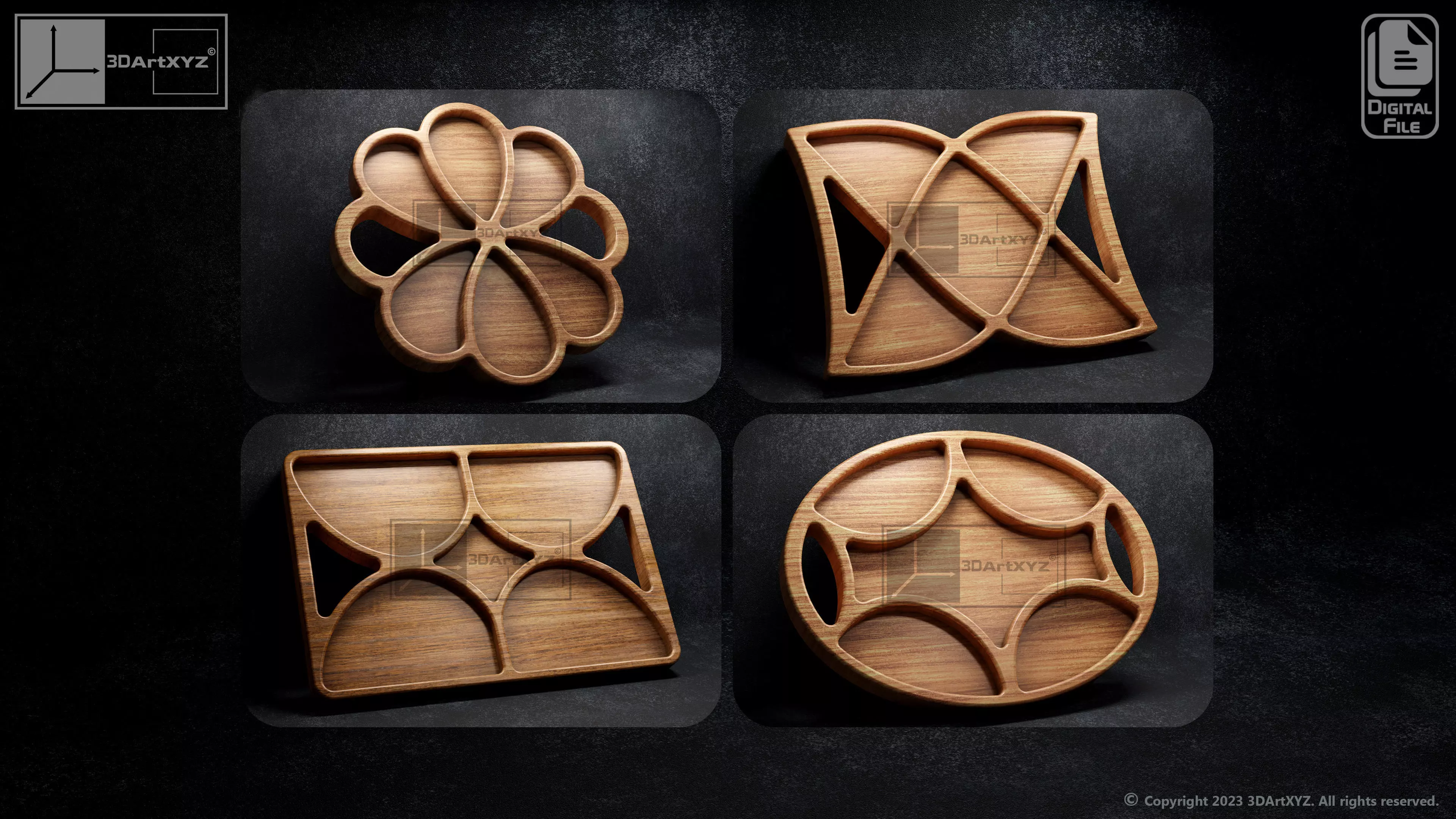 Trays Pack 3 - CNC Files for Wood 3D model | CGTrader