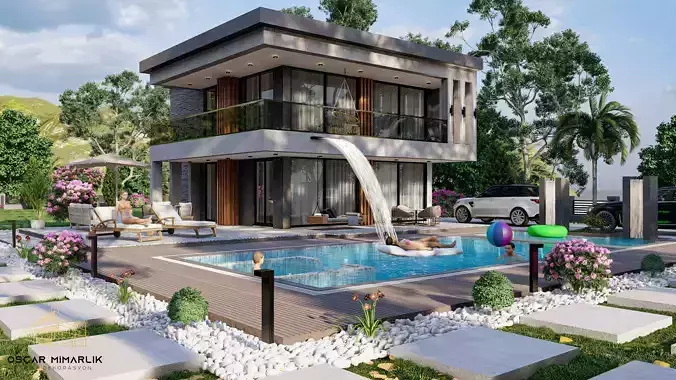 Villa Exterior Scene 3D model