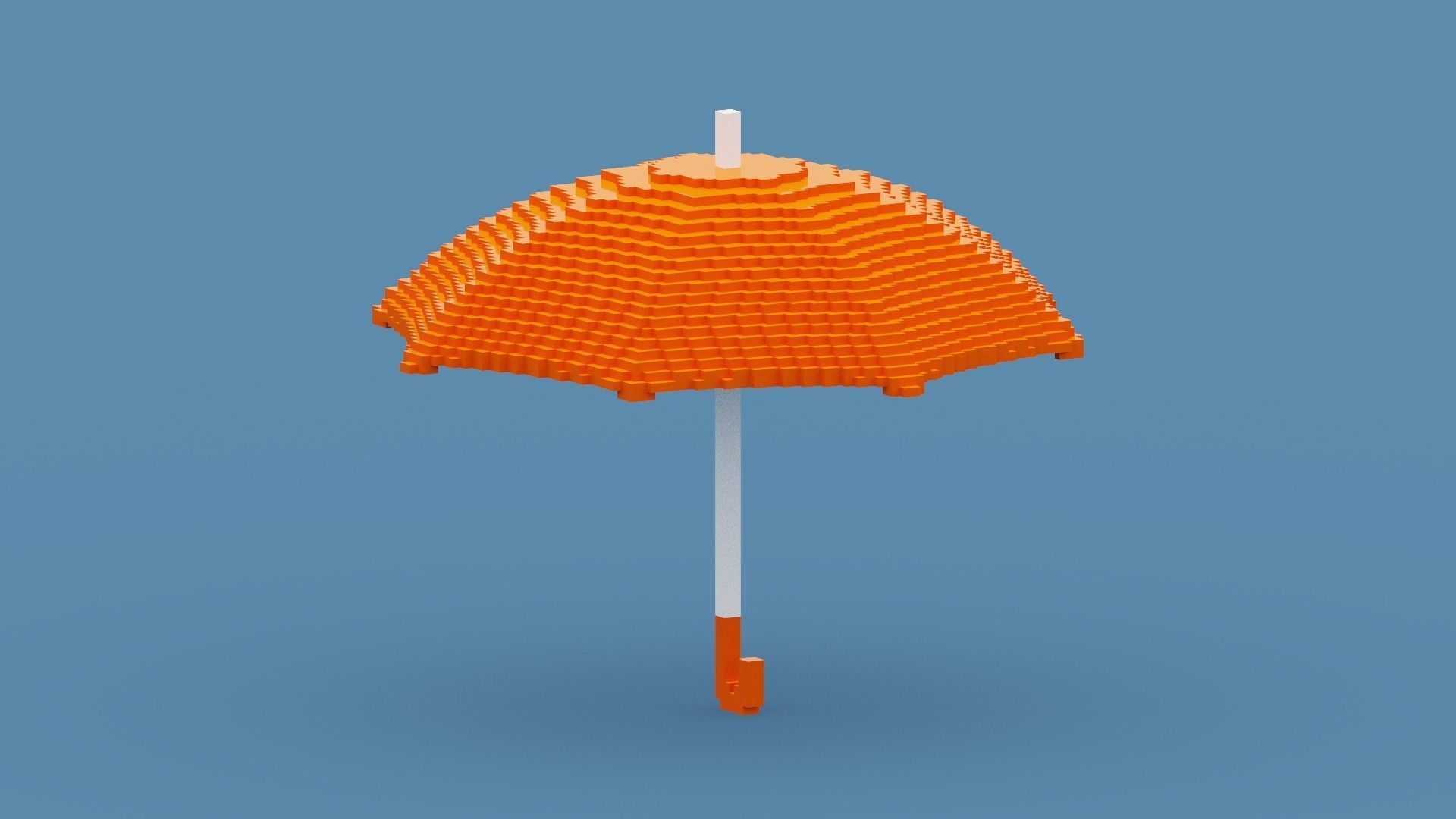 Voxel Orange Umbrella Low-poly 3D model_2