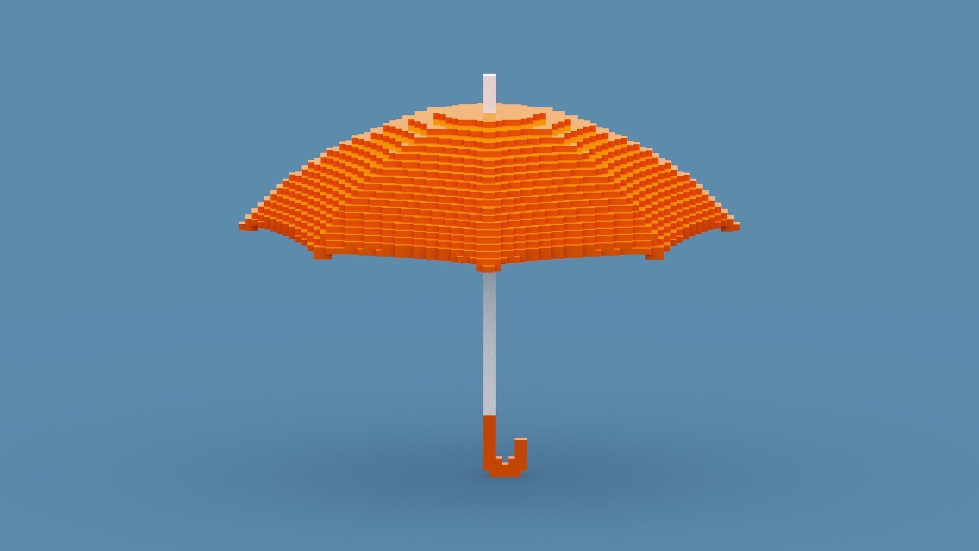 Voxel Orange Umbrella Low-poly 3D model_4