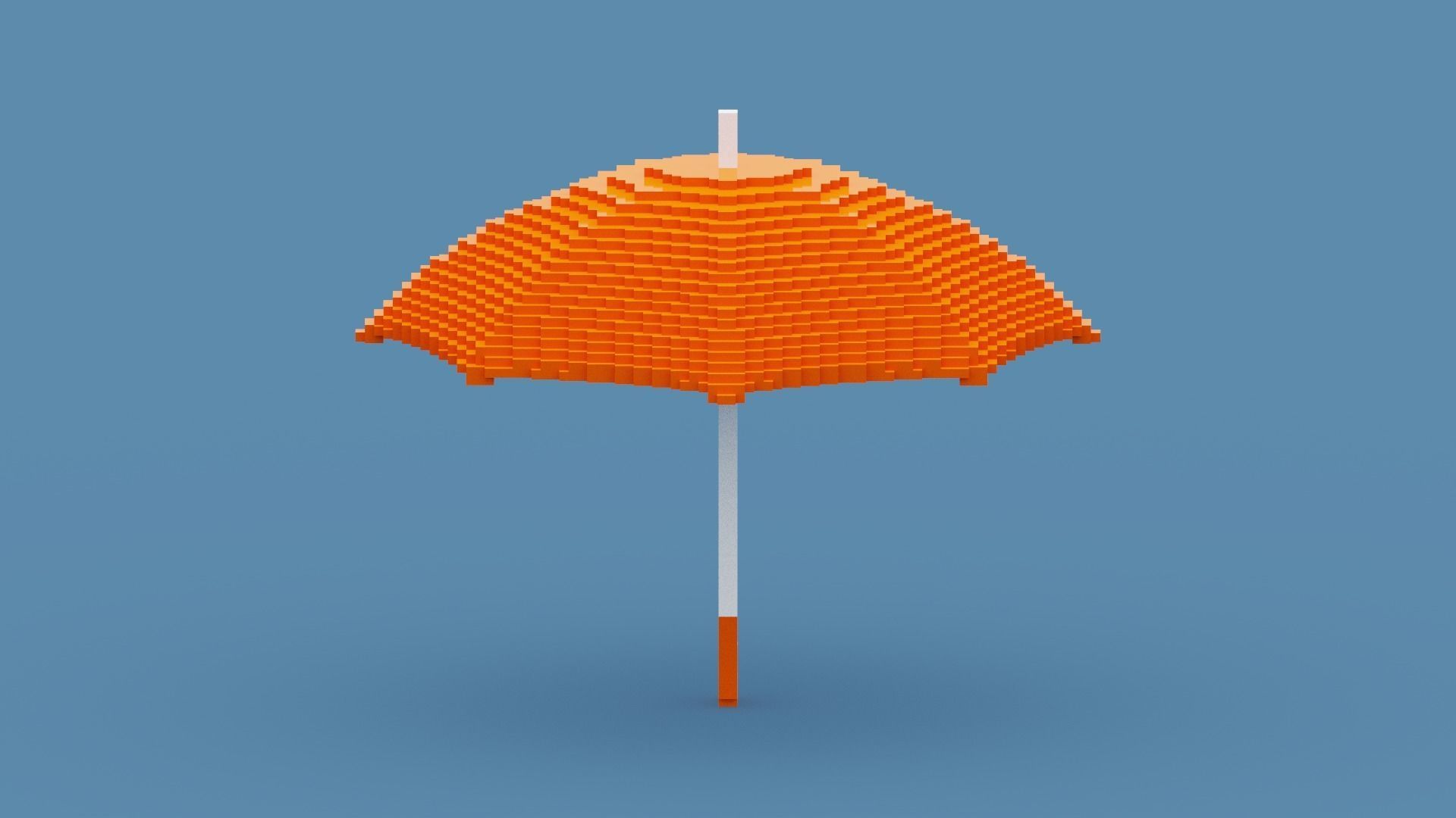 Voxel Orange Umbrella Low-poly 3D model_11