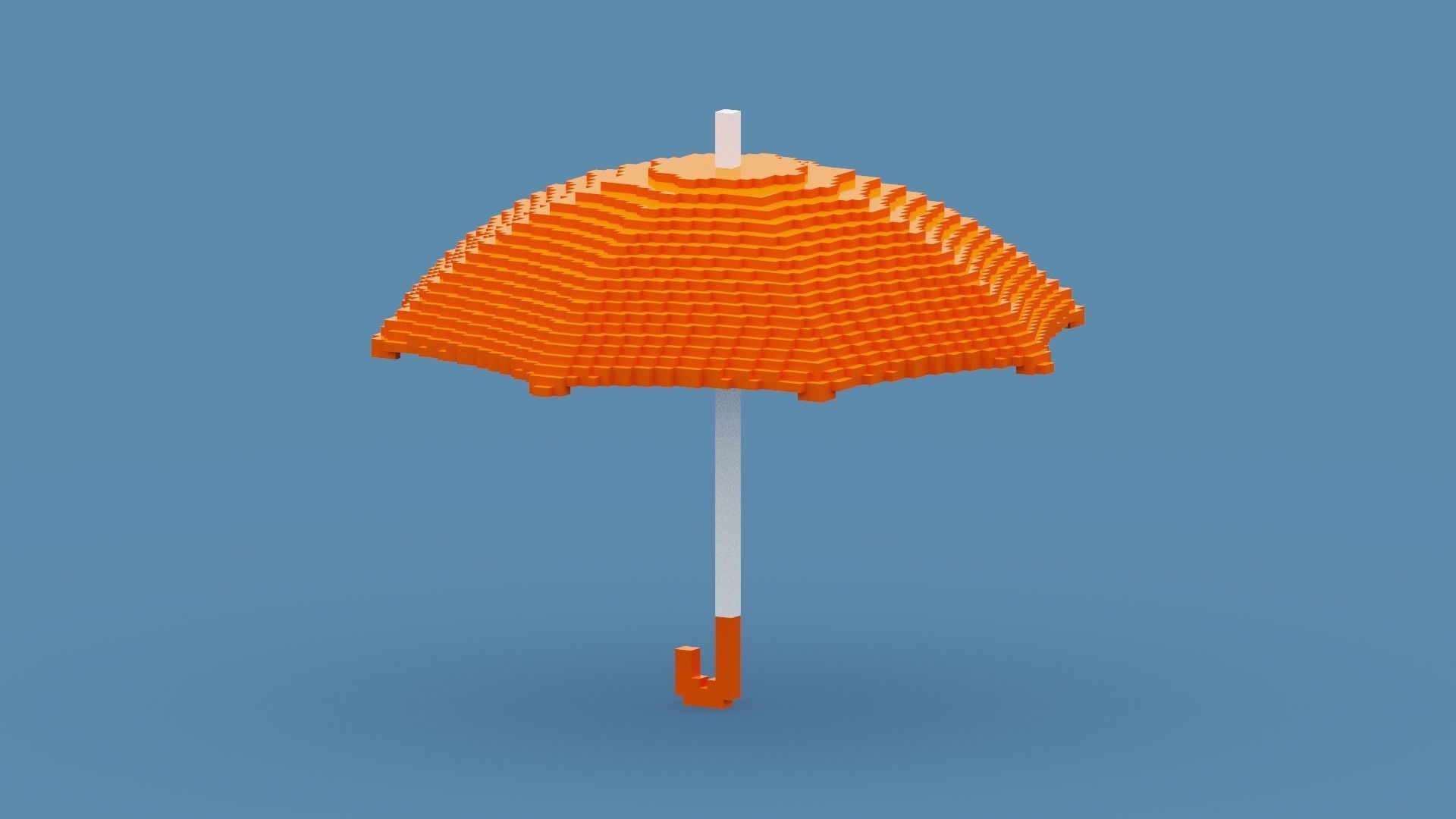 Voxel Orange Umbrella Low-poly 3D model_9