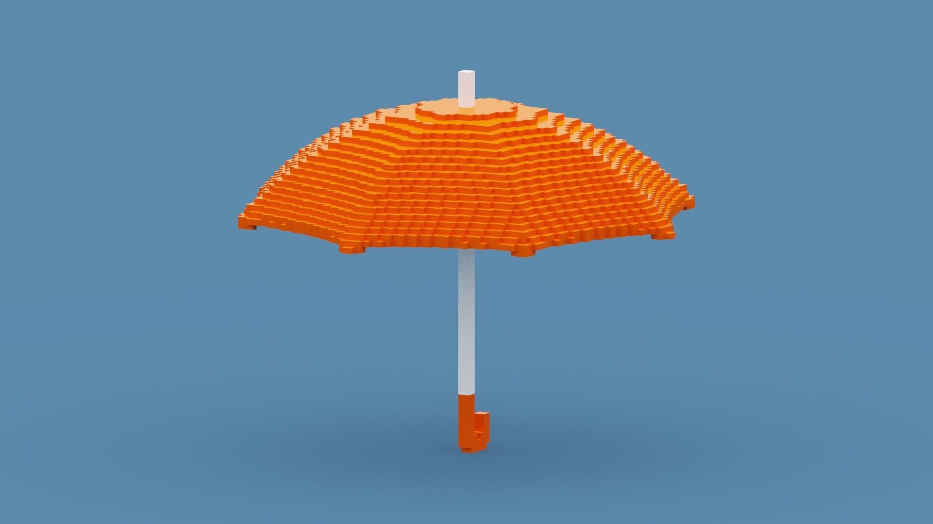 Voxel Orange Umbrella Low-poly 3D model_10
