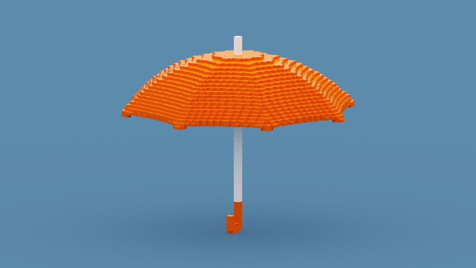 Voxel Orange Umbrella Low-poly 3D model_5