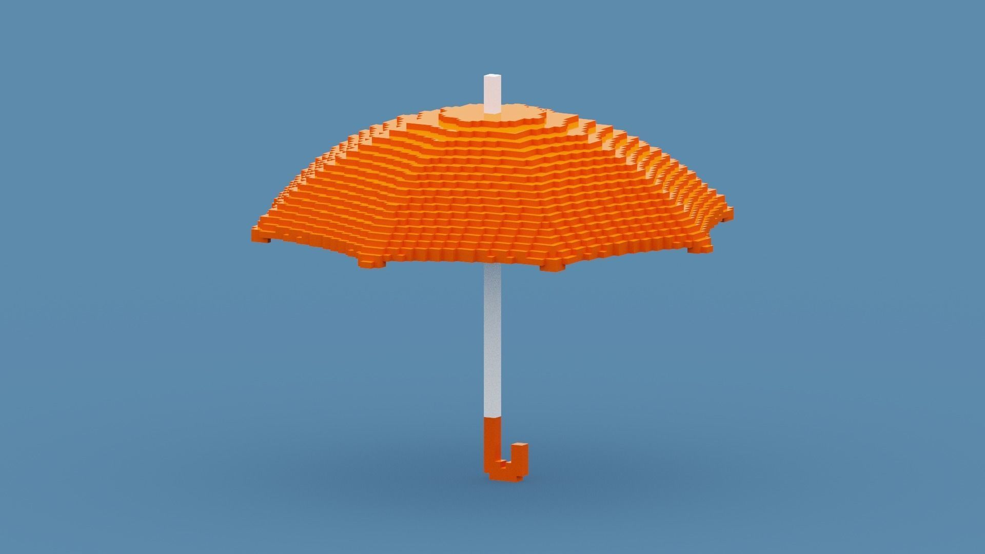 Voxel Orange Umbrella Low-poly 3D model_1