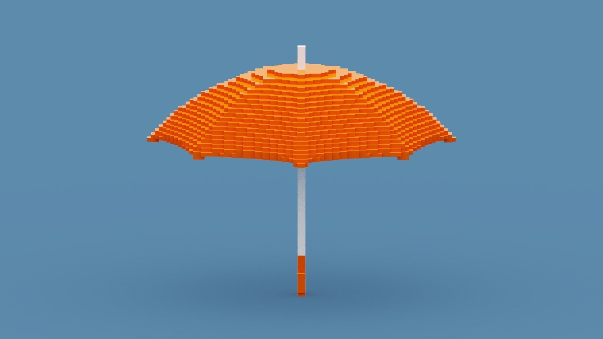 Voxel Orange Umbrella Low-poly 3D model_6