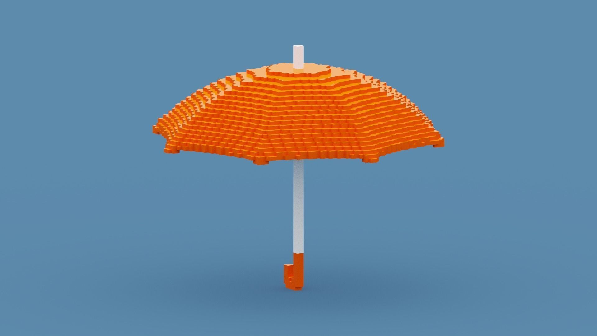 Voxel Orange Umbrella Low-poly 3D model_8