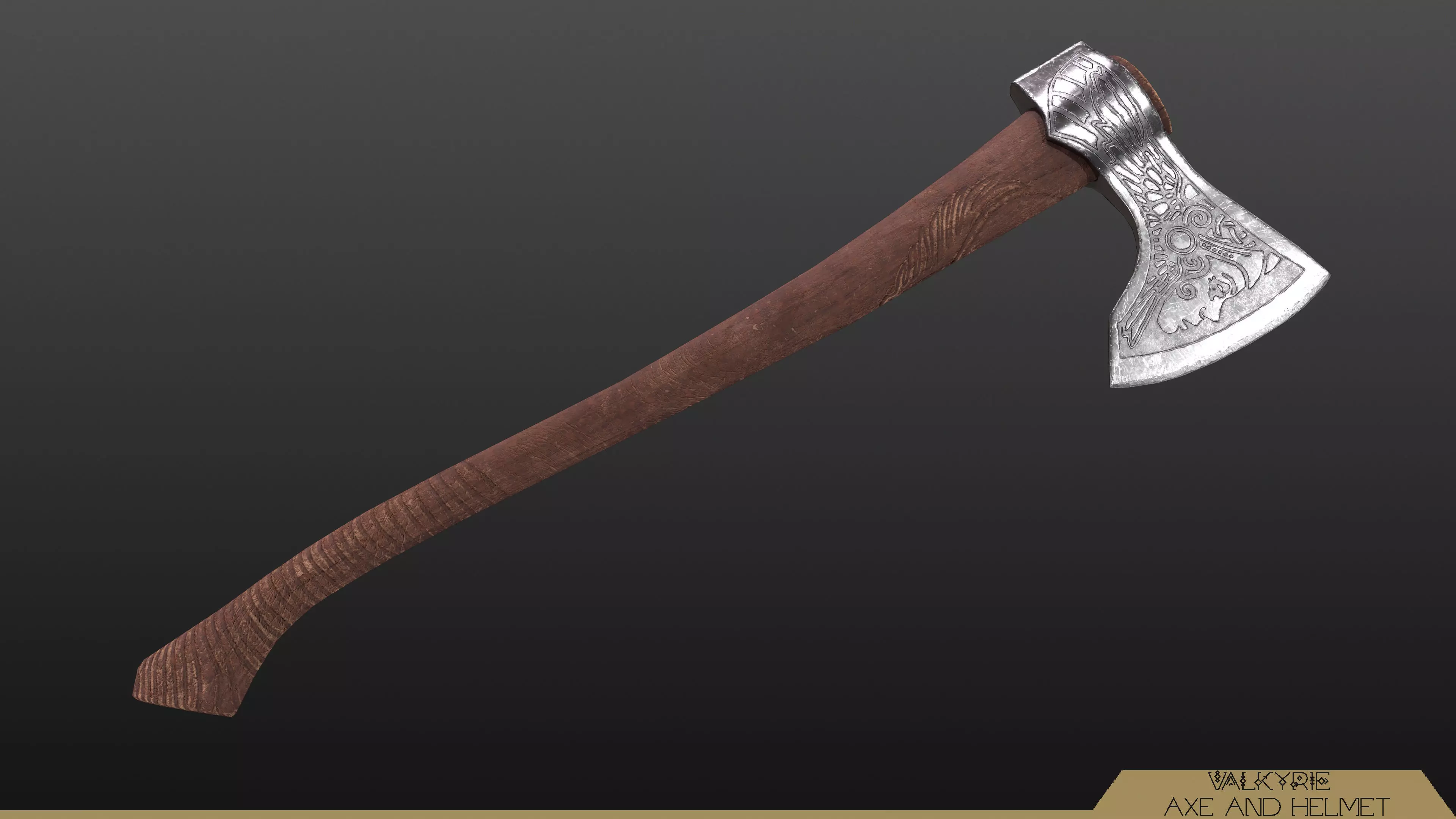 Viking Axe Low-poly 3D model_0
