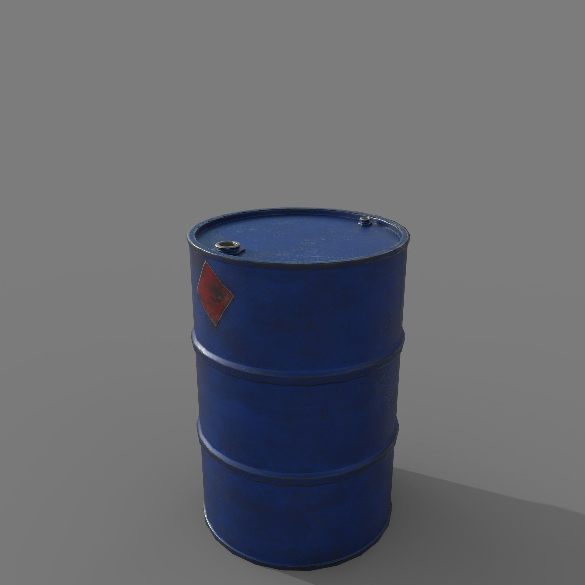 Barrel 200 liters Blue Dirt Low-poly 3D model_5