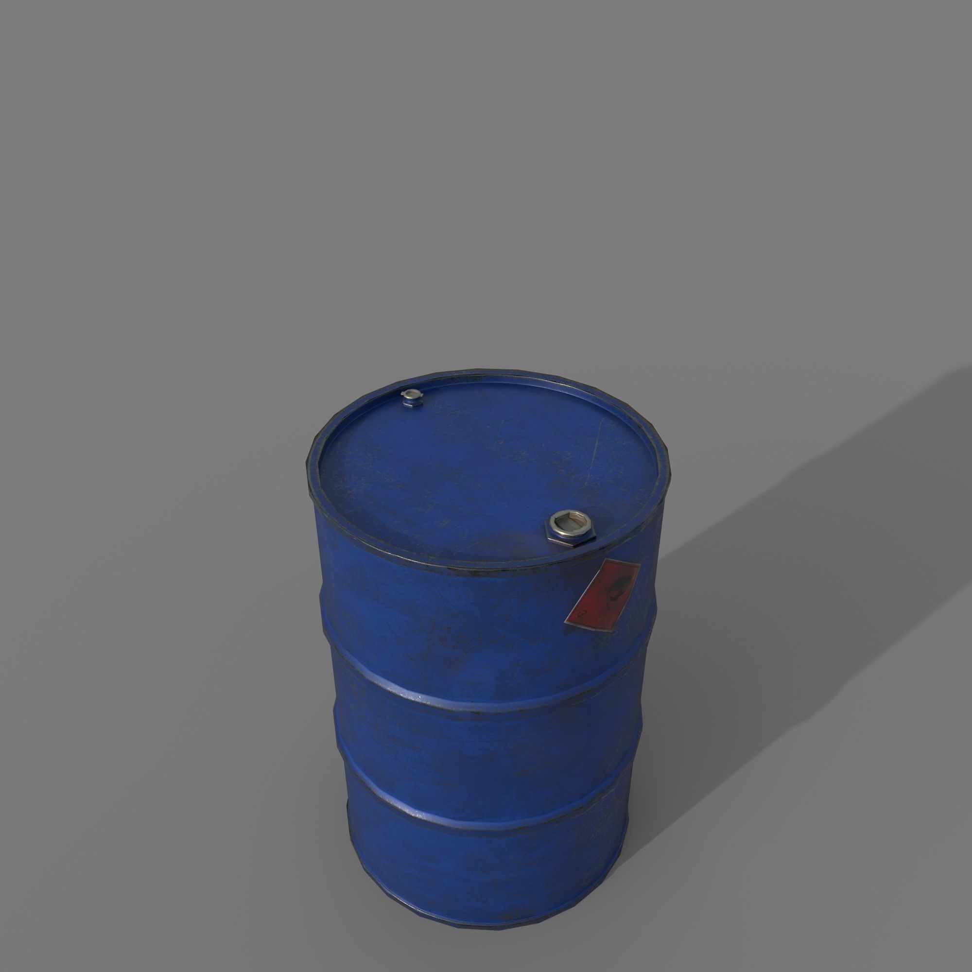 Barrel 200 liters Blue Dirt Low-poly 3D model_2