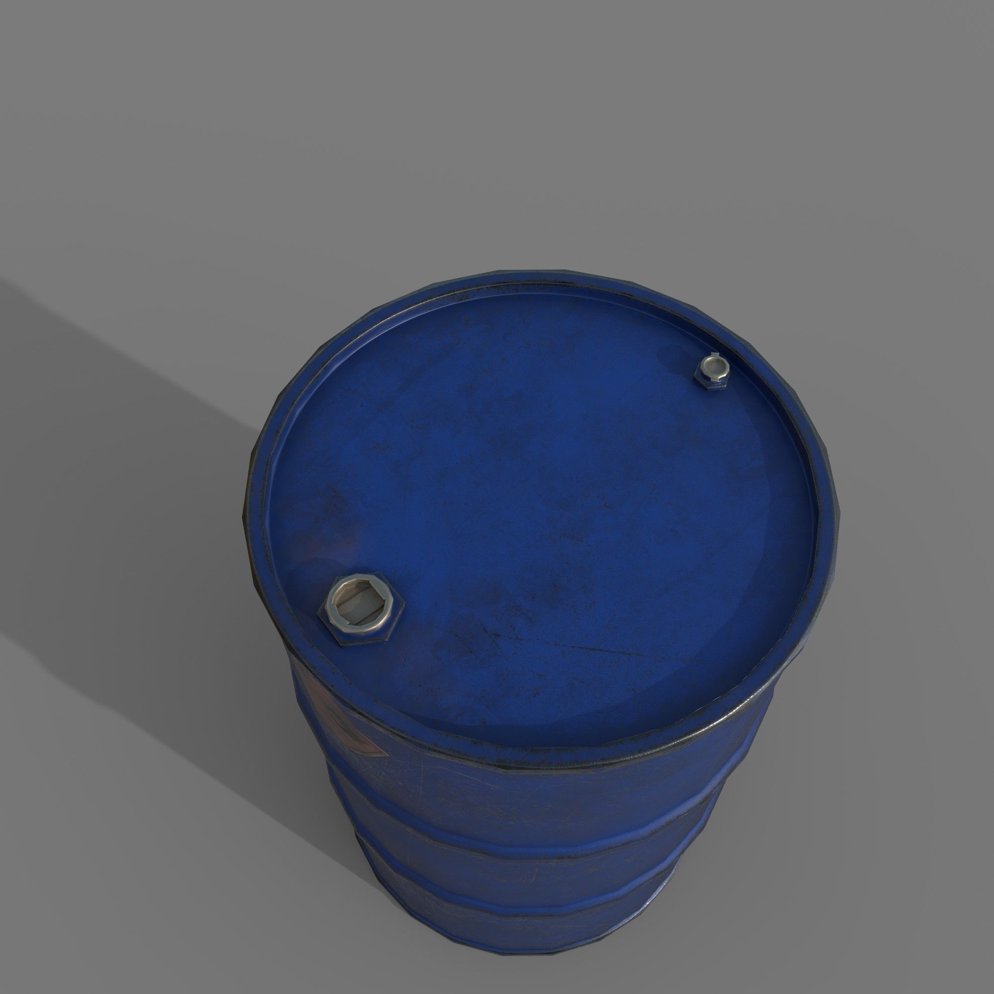 Barrel 200 liters Blue Dirt Low-poly 3D model_3