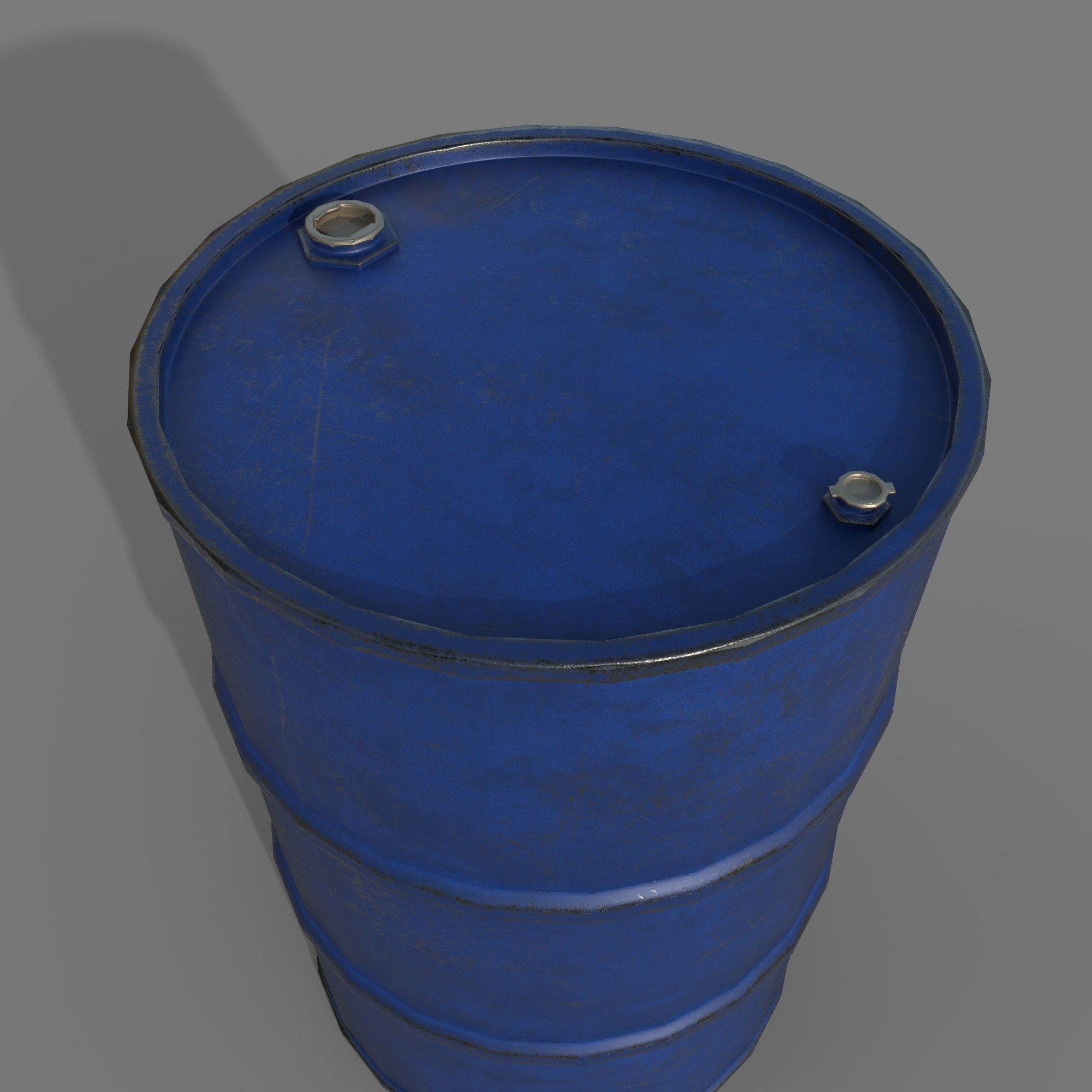 Barrel 200 liters Blue Dirt Low-poly 3D model_4
