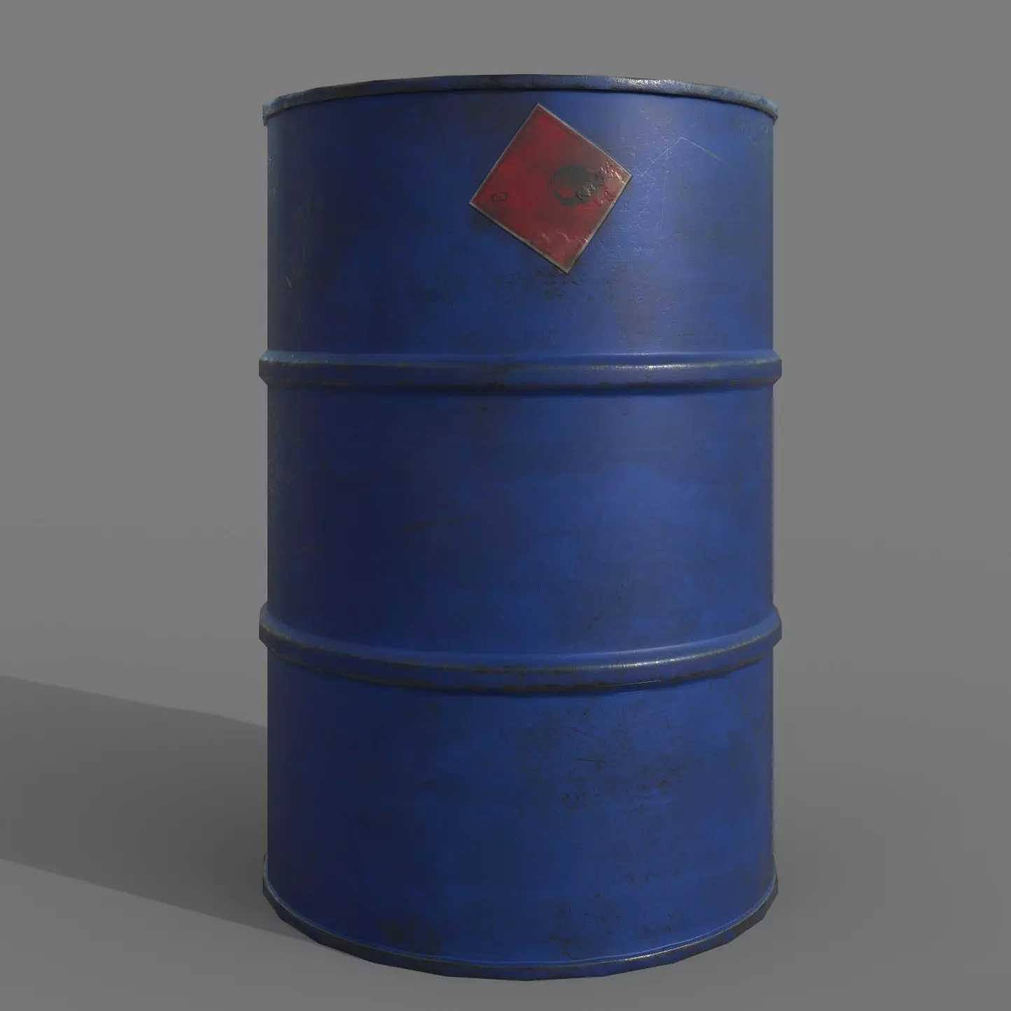 Barrel 200 liters Blue Dirt Low-poly 3D model_0