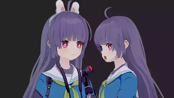 Anime Girl 3D Model Rigged Low-poly 3D model