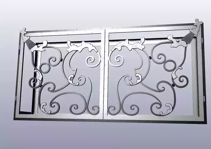 Fireplace screen with forged metal leafes