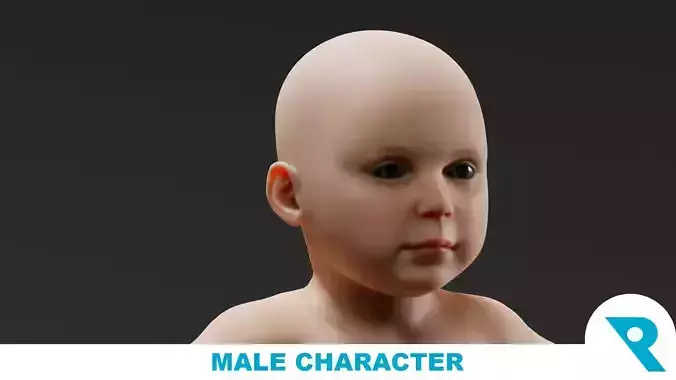 Realistic Male Character - Baby Gary Low-poly 3D model