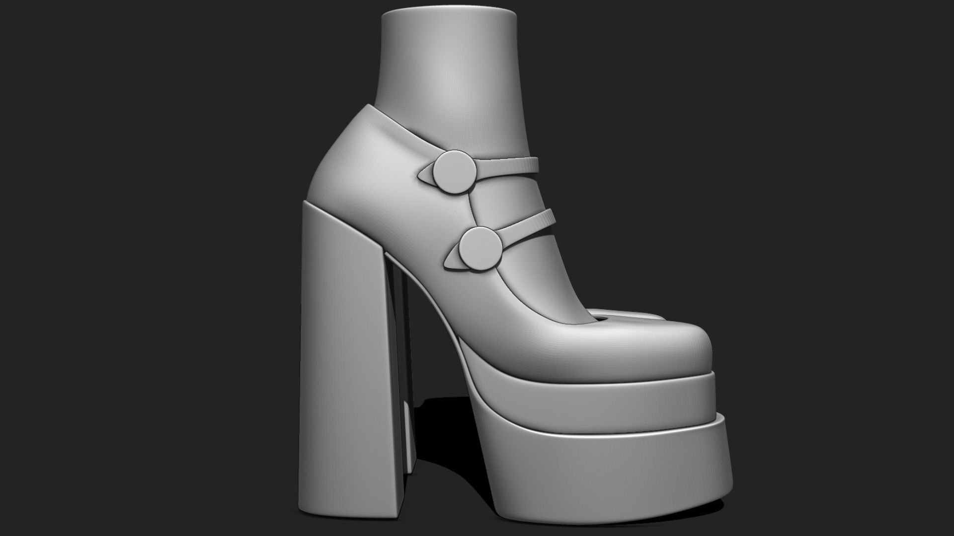 Platform High Heels Velvet Satin BUNDLE with Socks Low-poly 3D model_25