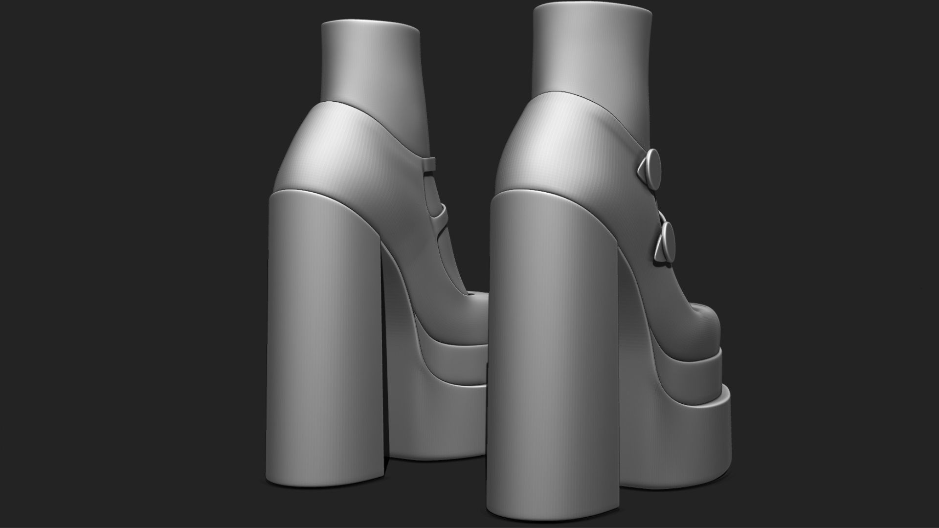 Platform High Heels Velvet Satin BUNDLE with Socks Low-poly 3D model_23