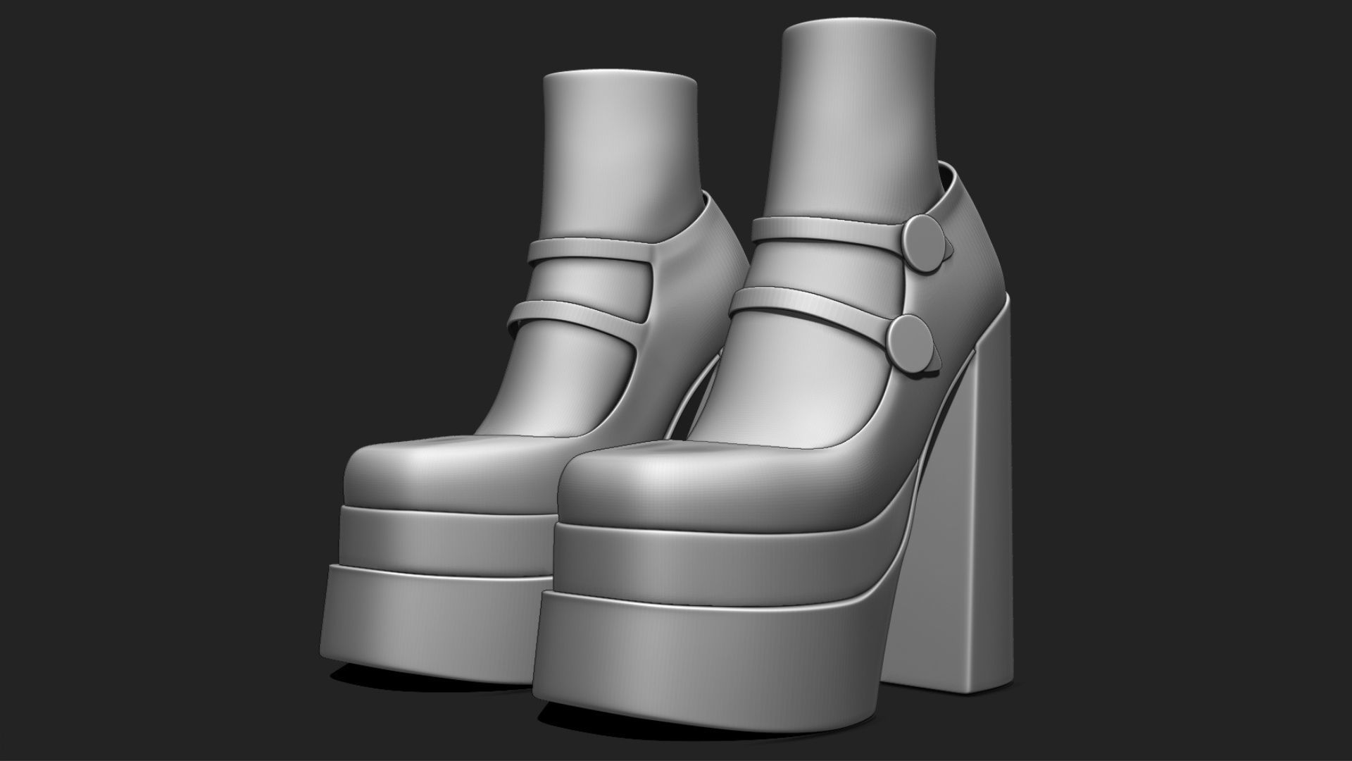 Platform High Heels Velvet Satin BUNDLE with Socks Low-poly 3D model_17