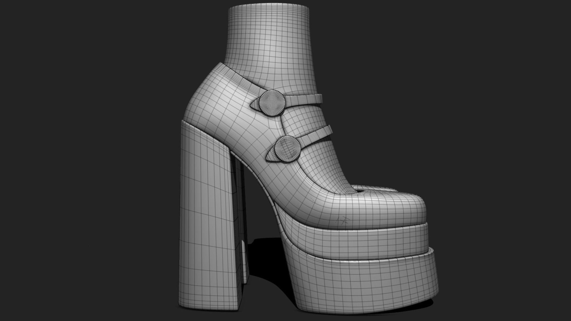 Platform High Heels Velvet Satin BUNDLE with Socks Low-poly 3D model_24