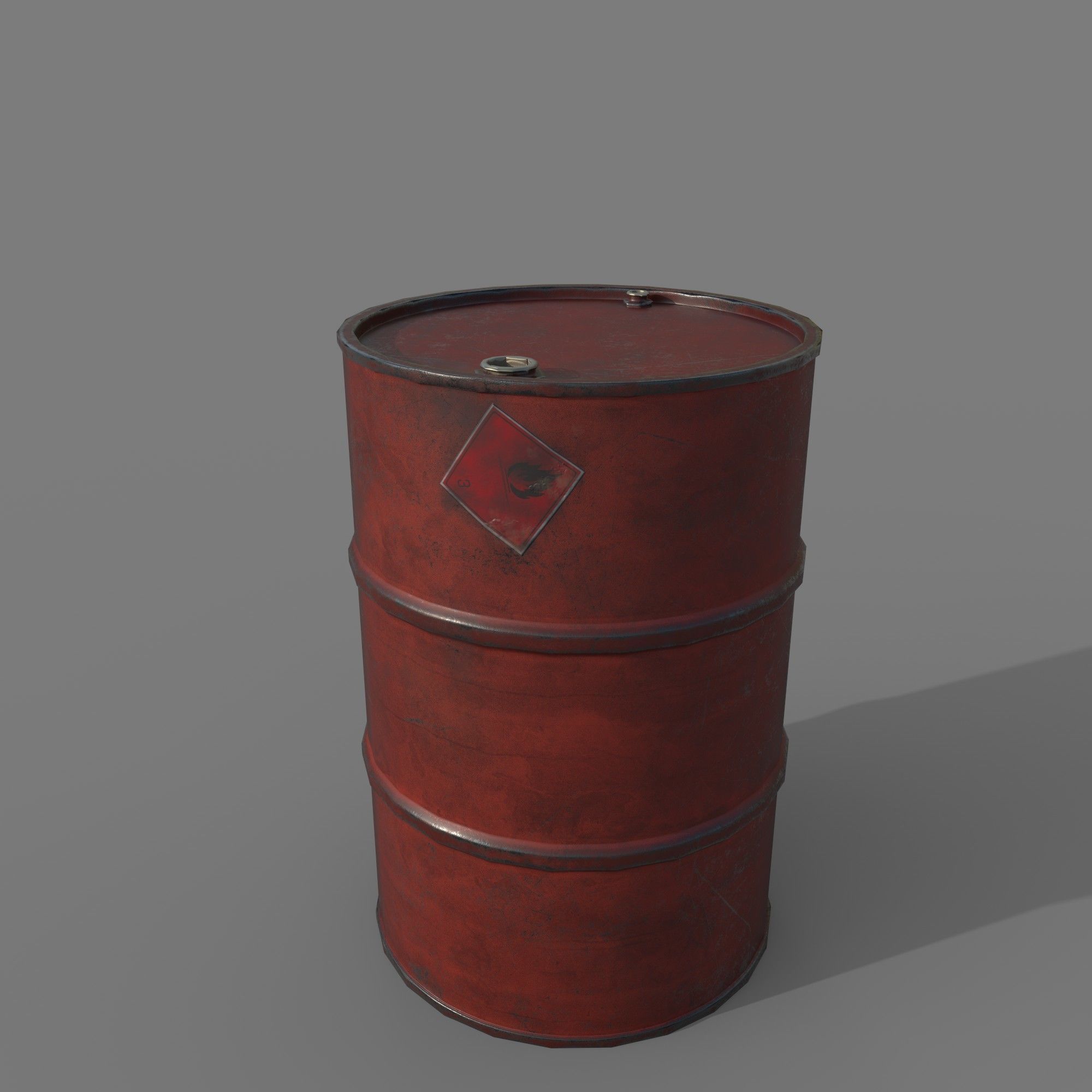 Barrel 200 liters Red Dirt Low-poly 3D model_2