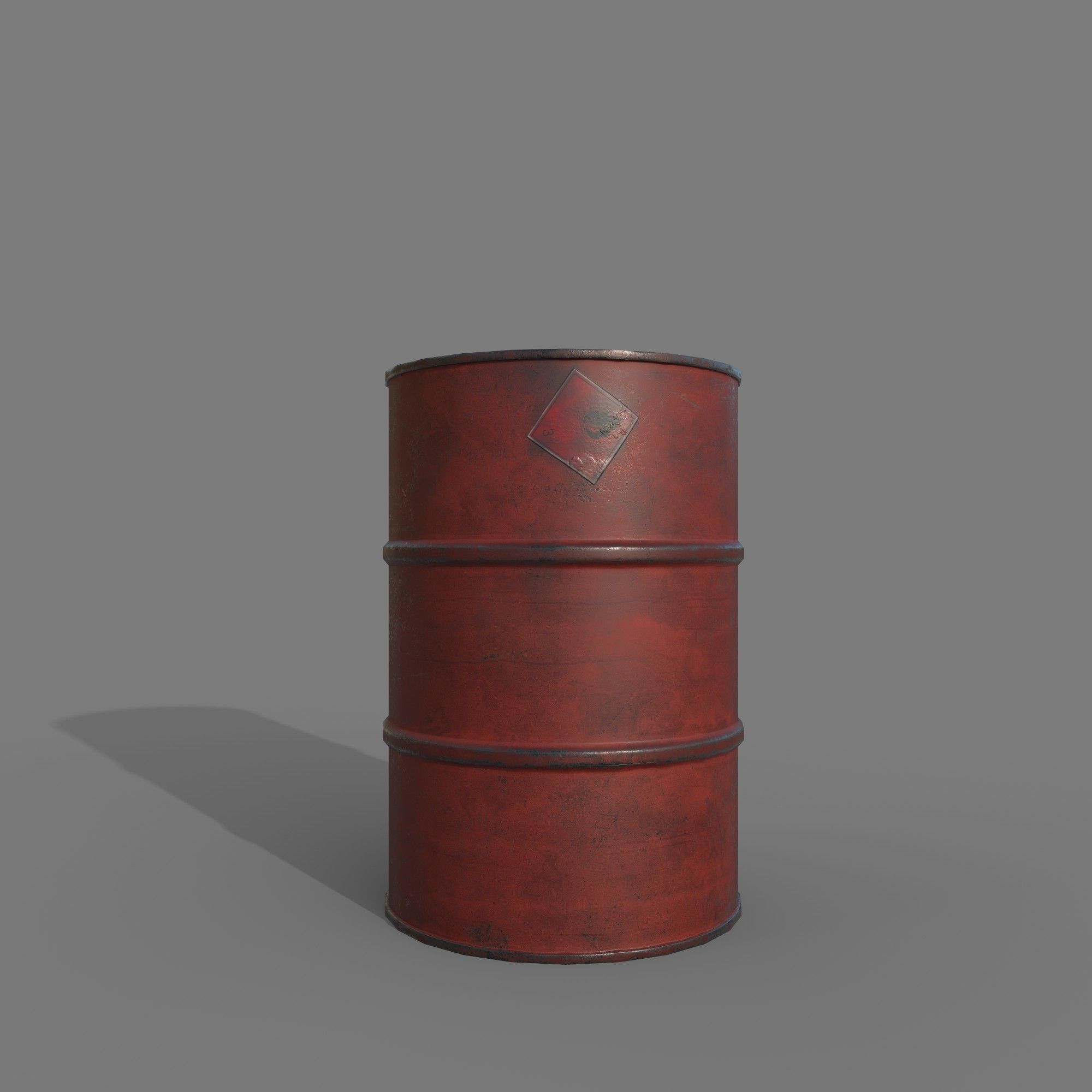 Barrel 200 liters Red Dirt Low-poly 3D model_4