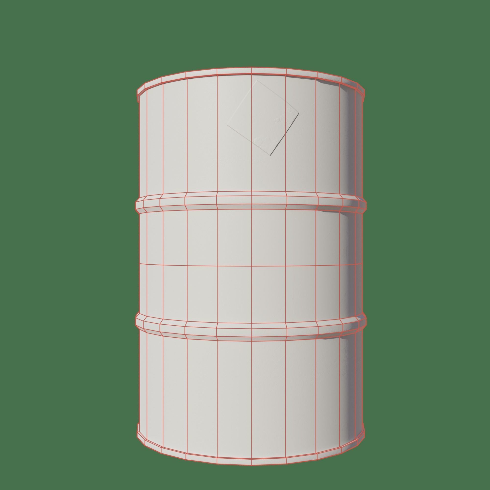 Barrel 200 liters Red Dirt Low-poly 3D model_5