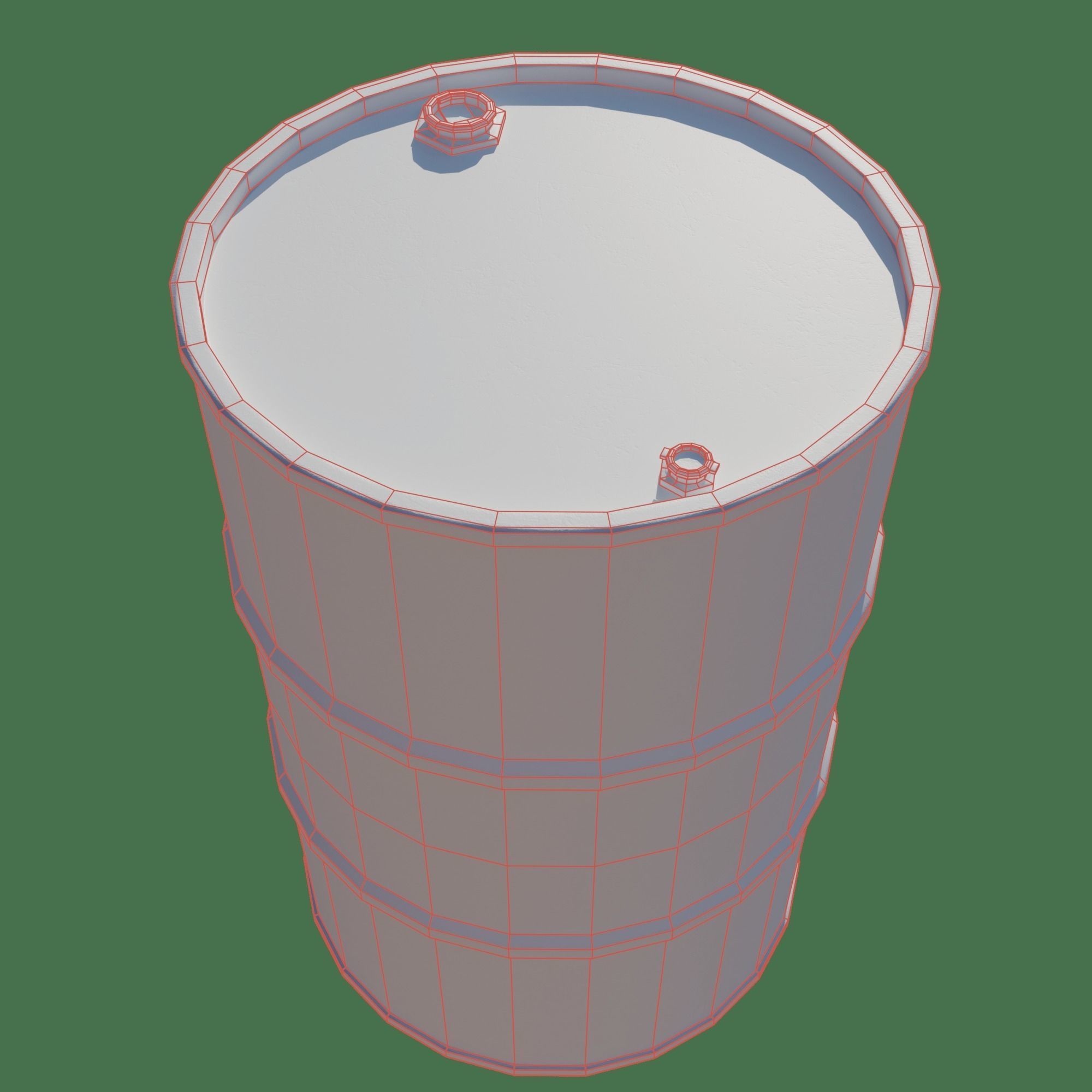 Barrel 200 liters Red Dirt Low-poly 3D model_7