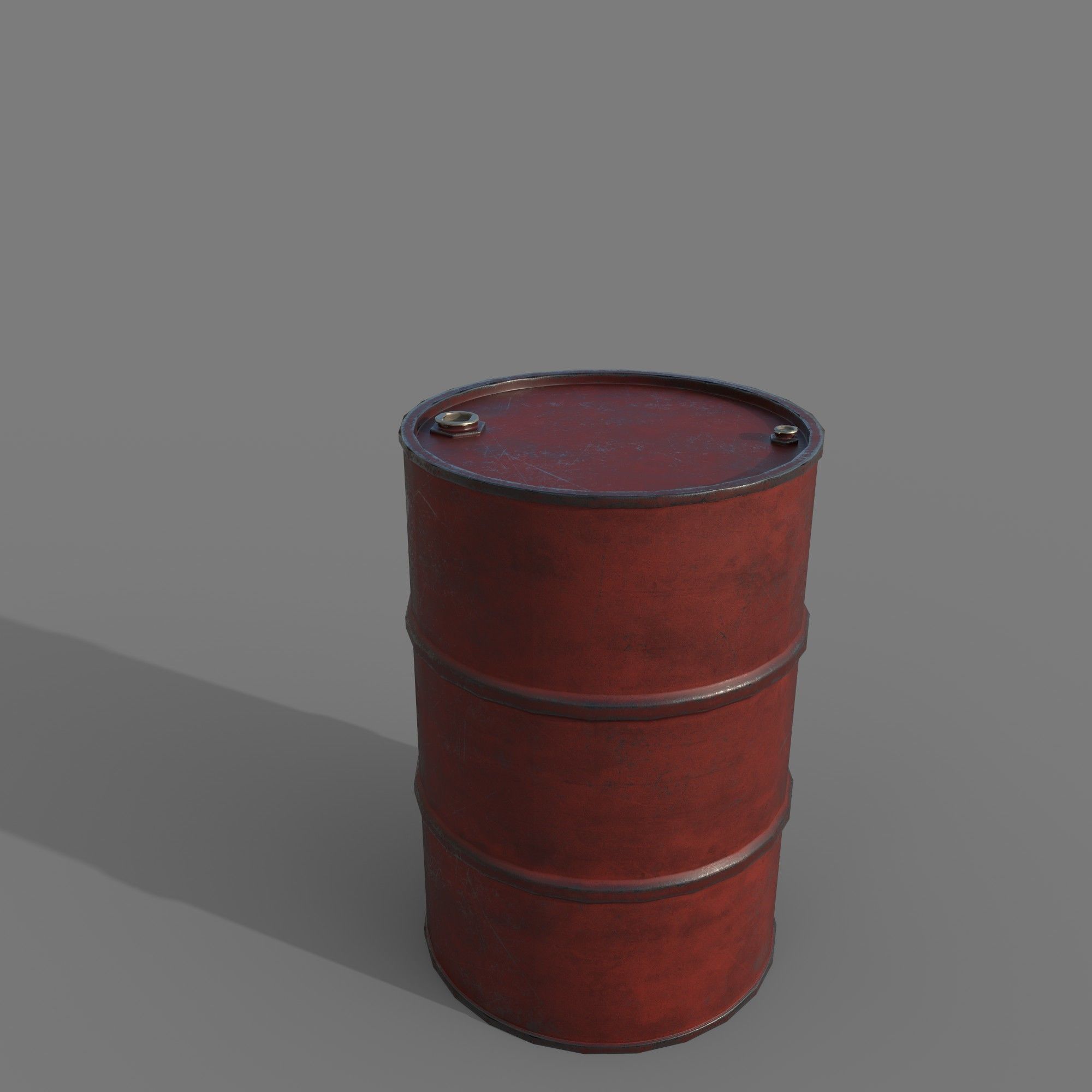 Barrel 200 liters Red Dirt Low-poly 3D model_1