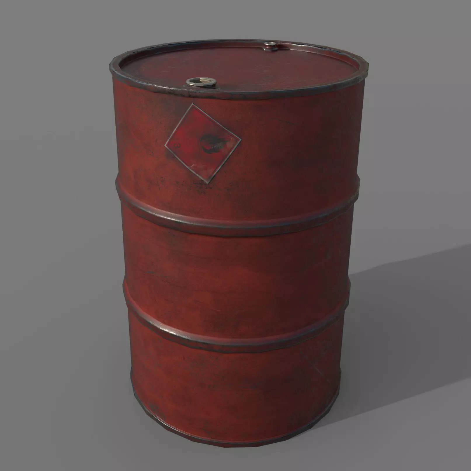 Barrel 200 liters Red Dirt Low-poly 3D model_0