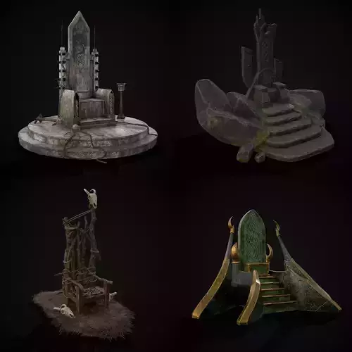 Four Thrones 3D Model Collection