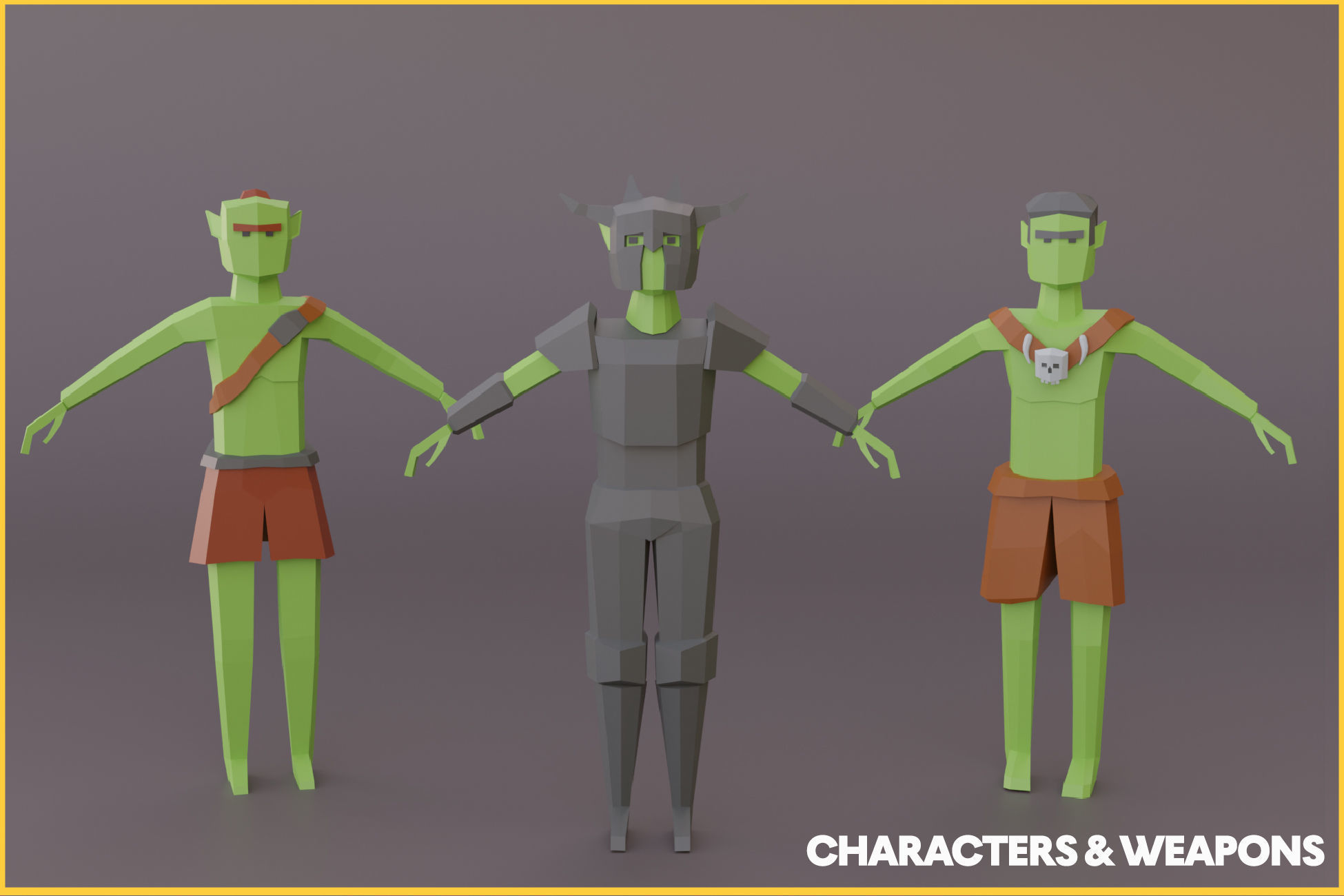 LOWPOLY Fantasy Characters and Weapon Low-poly 3D model_2