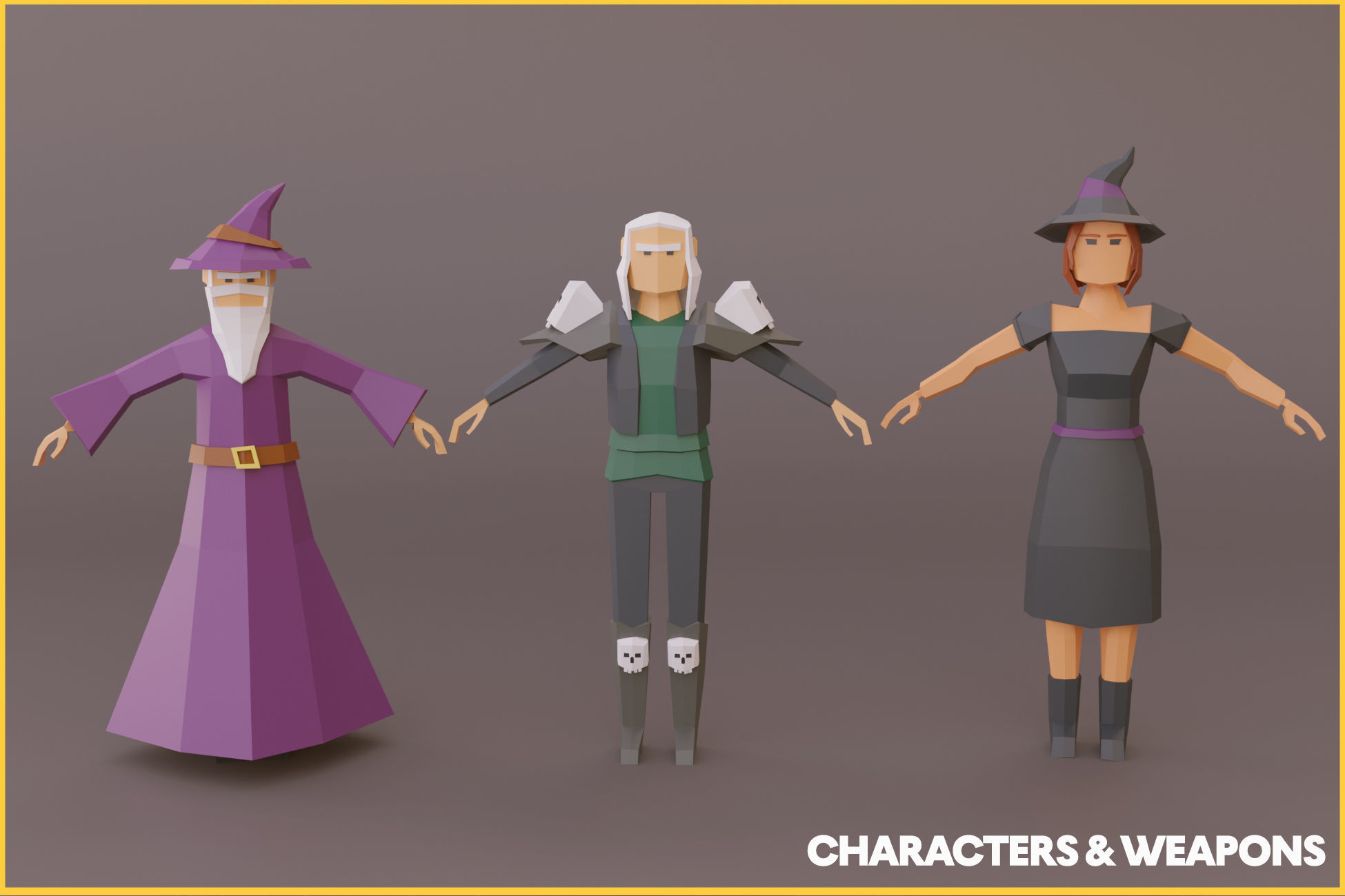 LOWPOLY Fantasy Characters and Weapon Low-poly 3D model_5
