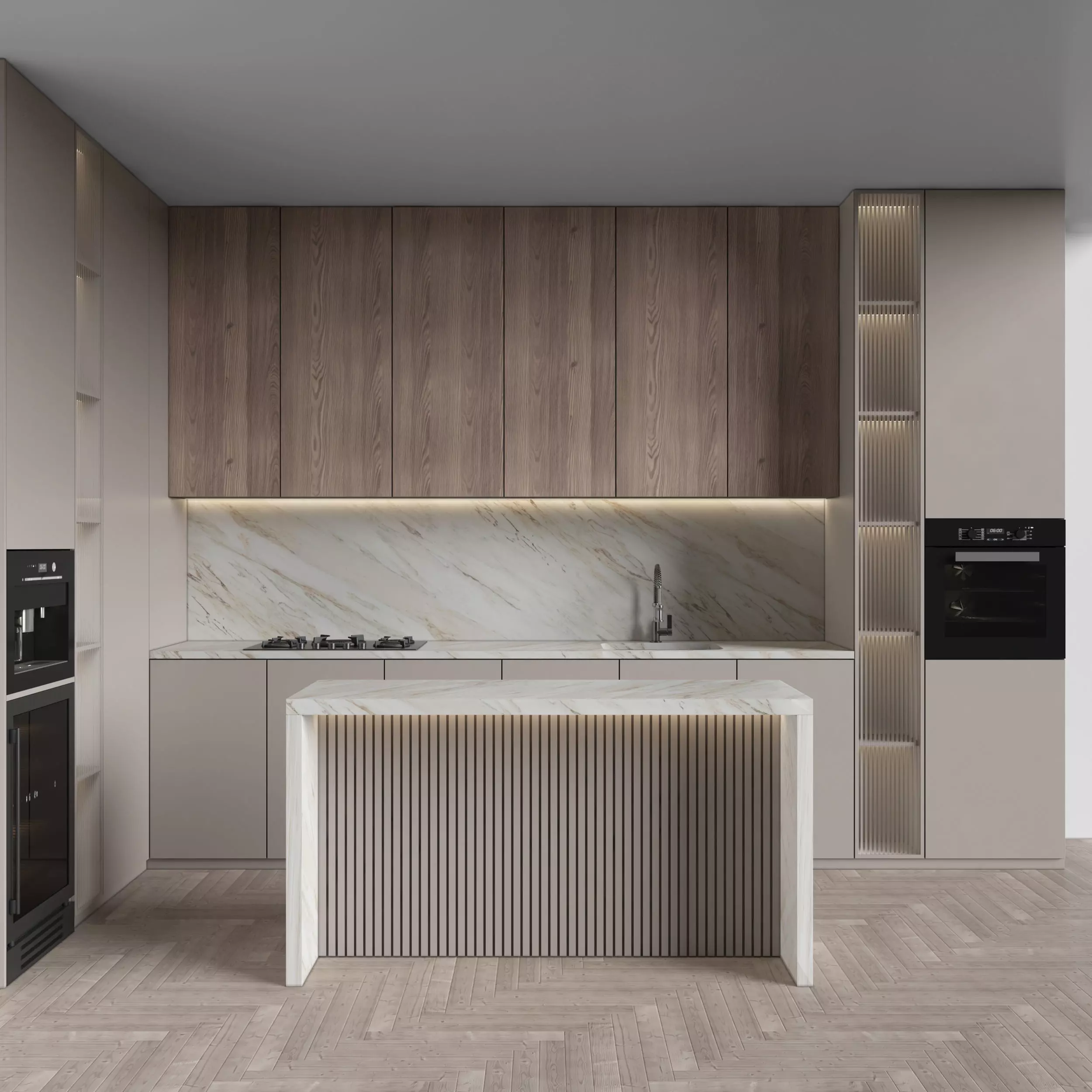 Kitchen Modern 103 - Corner Kitchen 3D model_0