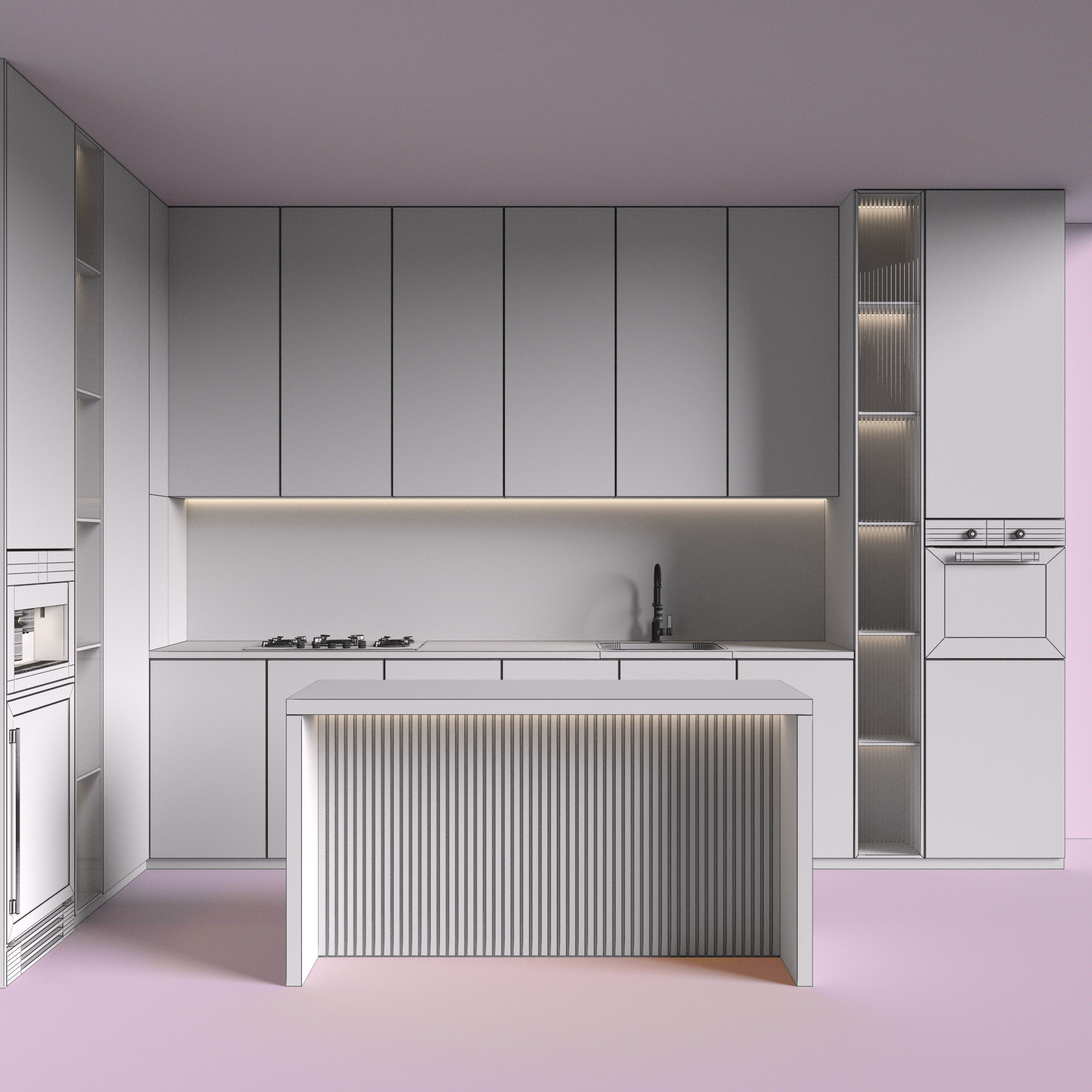 Kitchen Modern 103 - Corner Kitchen 3D model_4