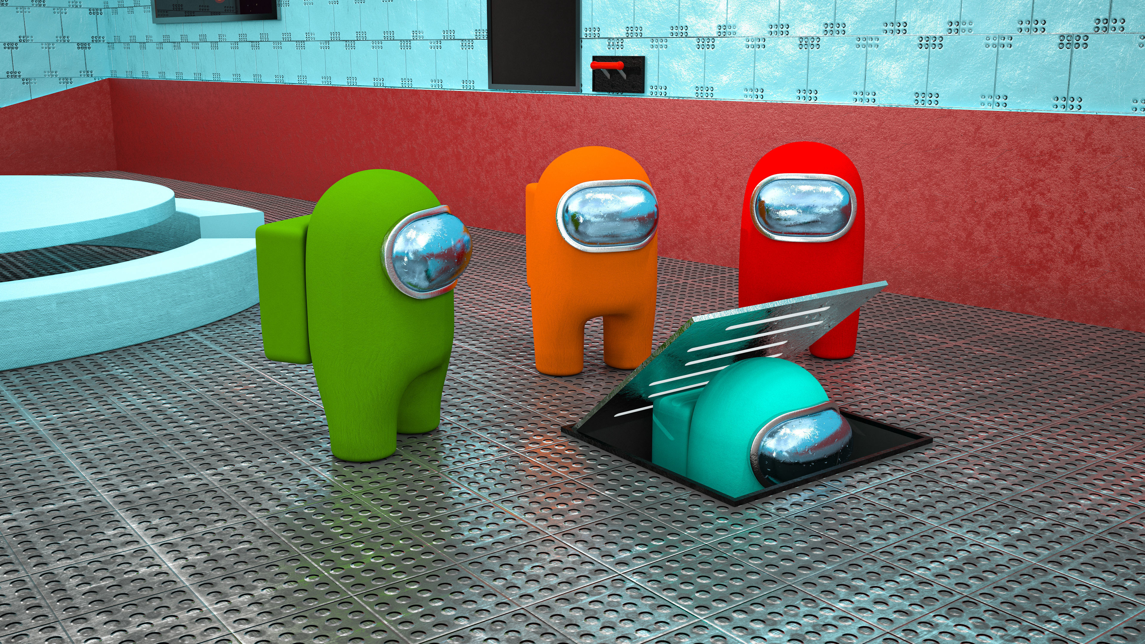 Among us 3d full scene modeling on cafeteria 3D model_2