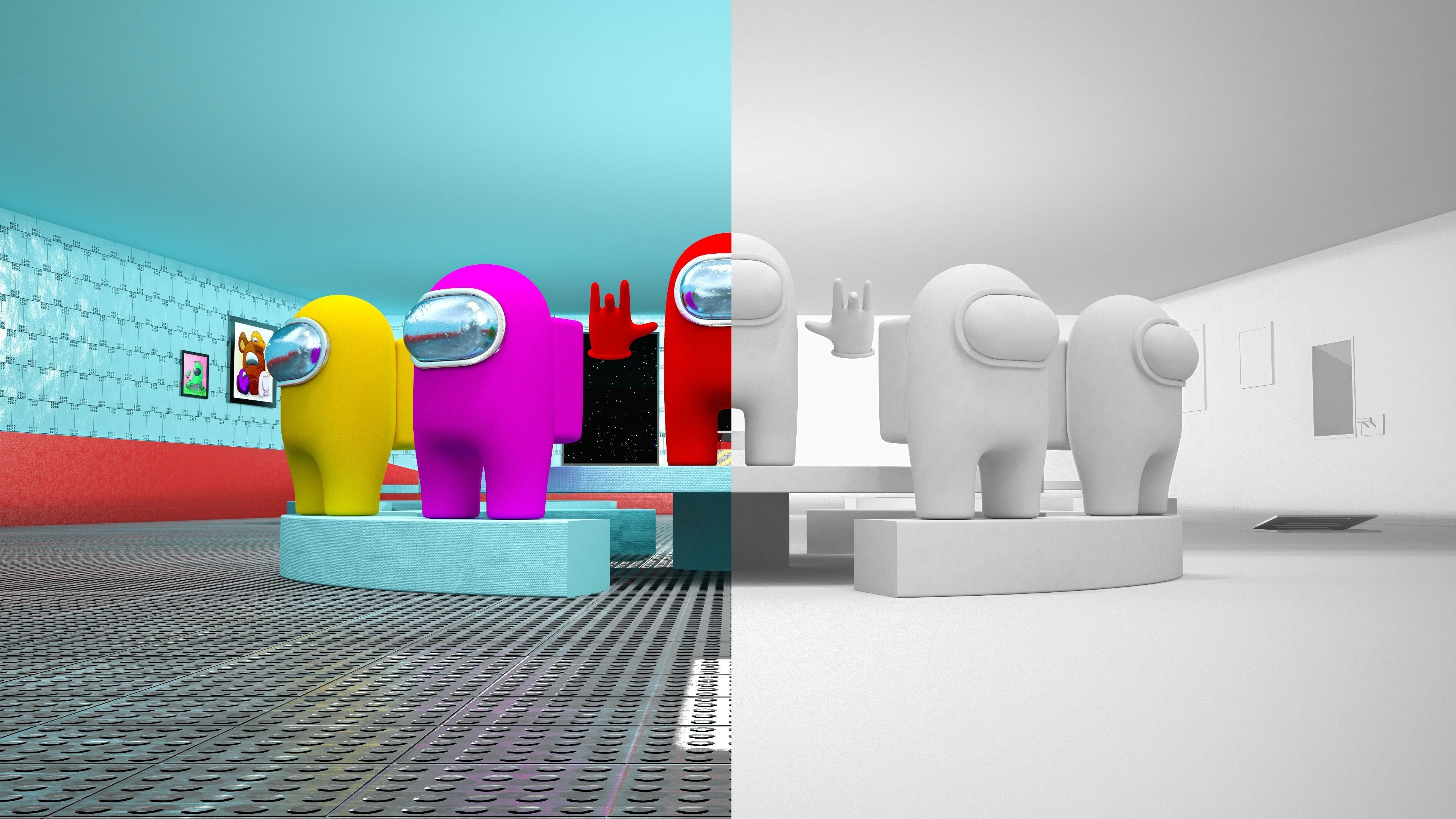 Among us 3d full scene modeling on cafeteria 3D model_8