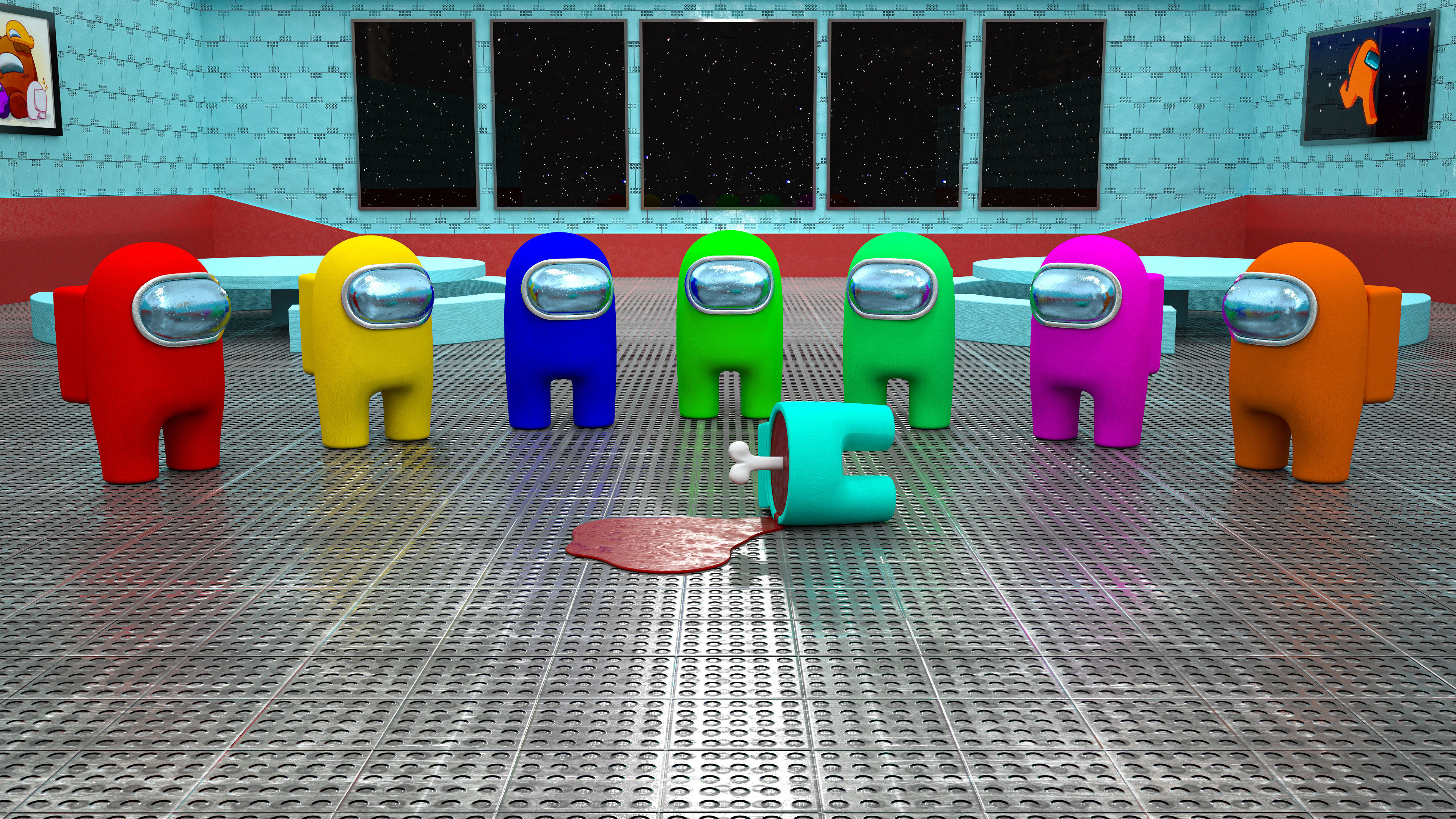 Among us 3d full scene modeling on cafeteria 3D model_3