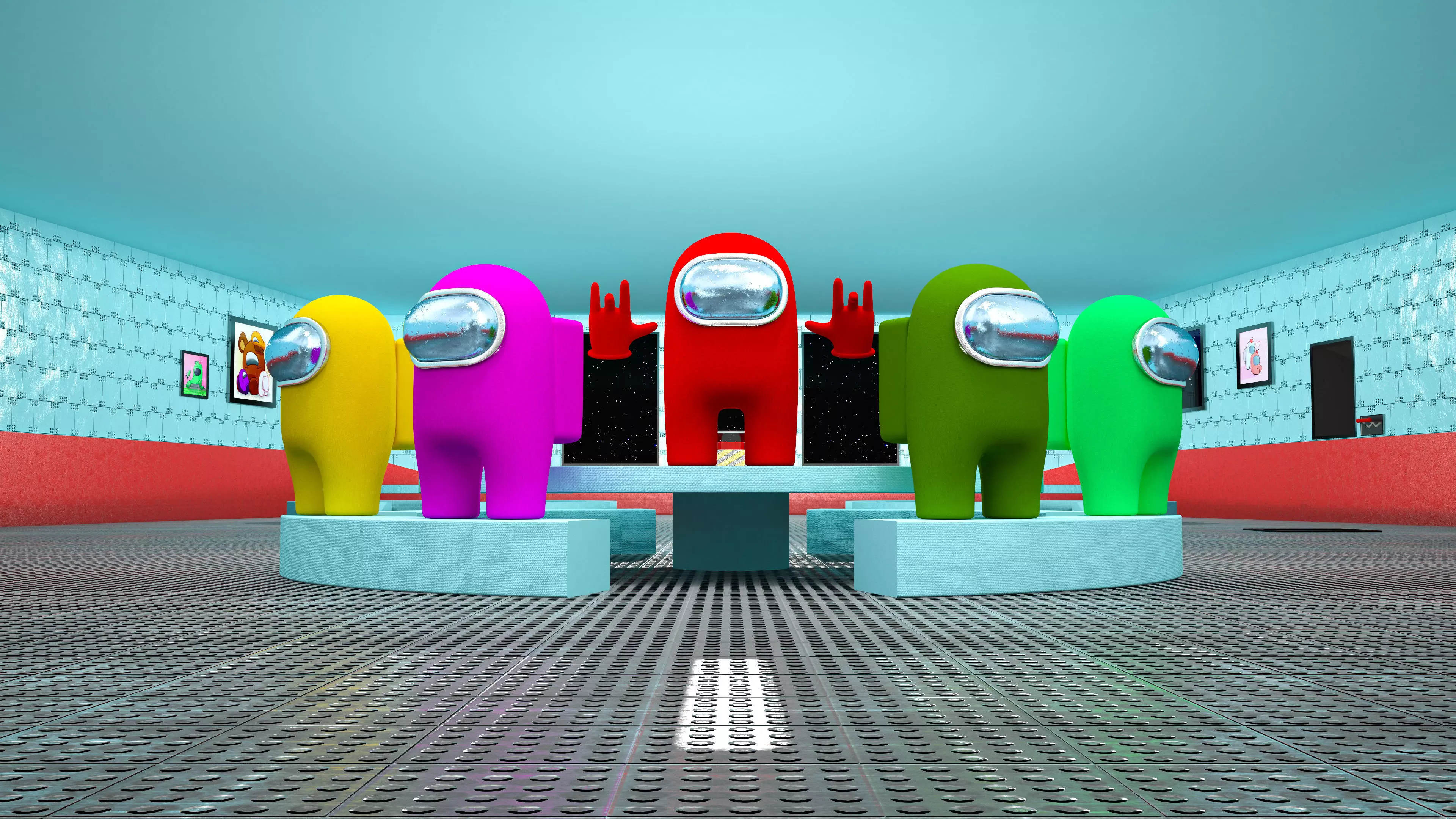 Among us 3d full scene modeling on cafeteria 3D model_0