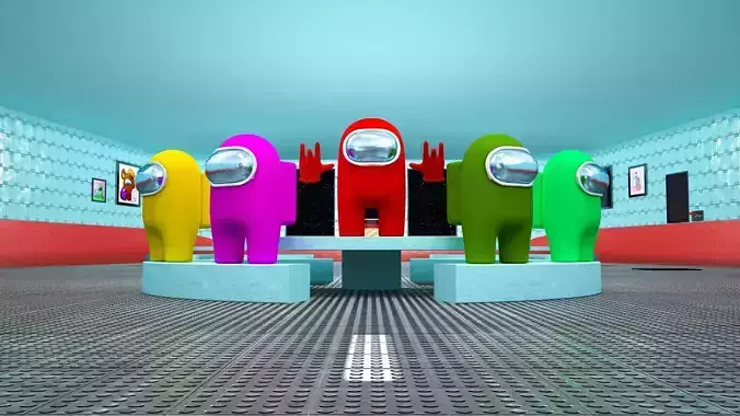 Among us 3d full scene modeling on cafeteria 3D model