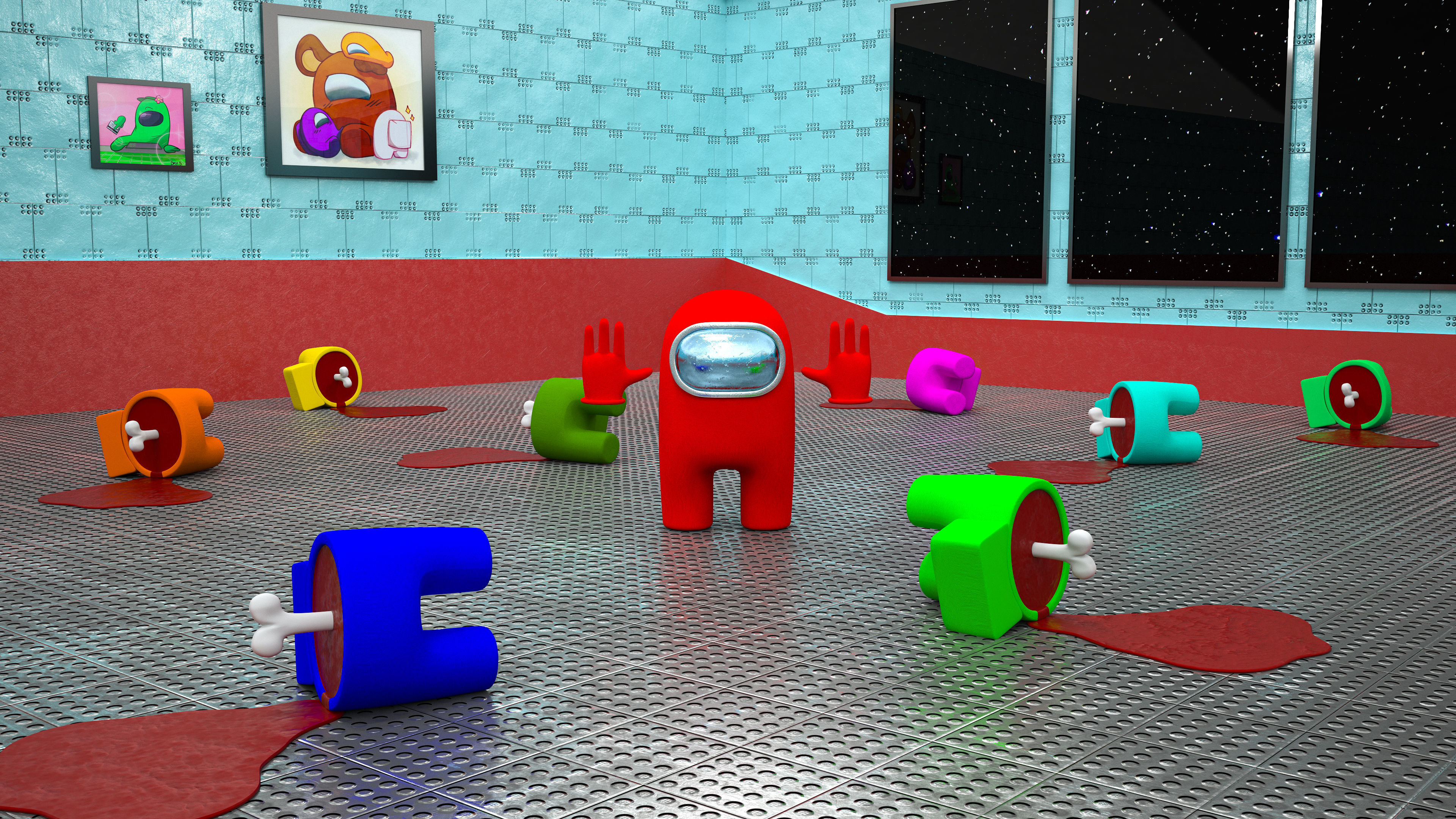 Among us 3d full scene modeling on cafeteria 3D model_4