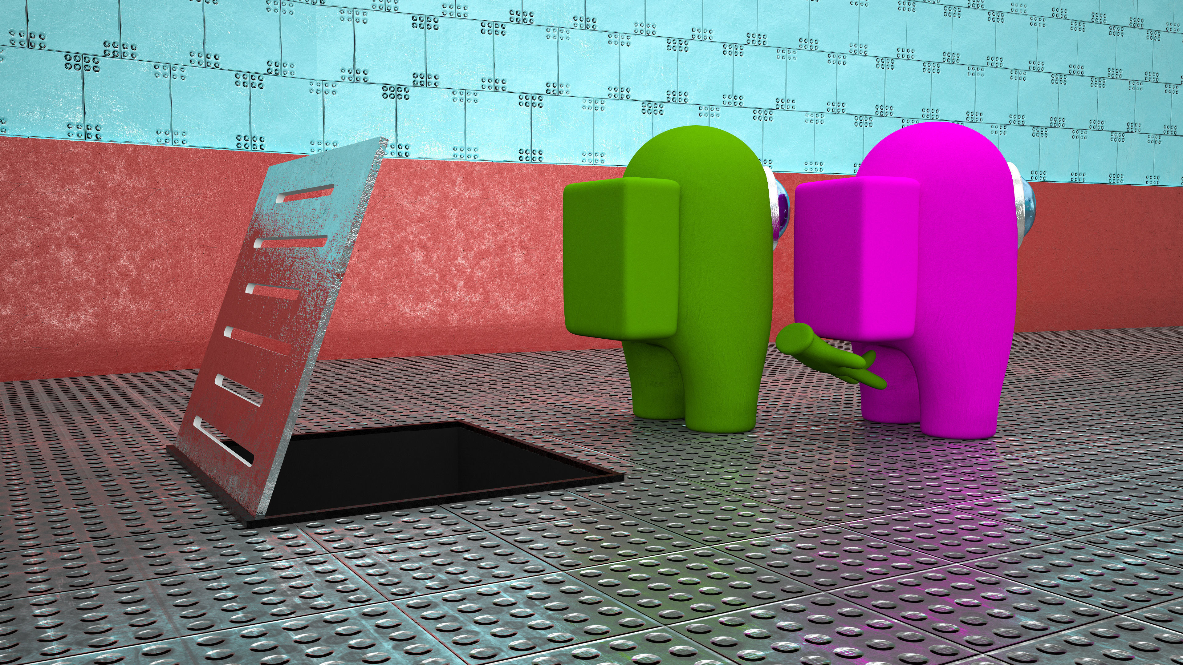 Among us 3d full scene modeling on cafeteria 3D model_1