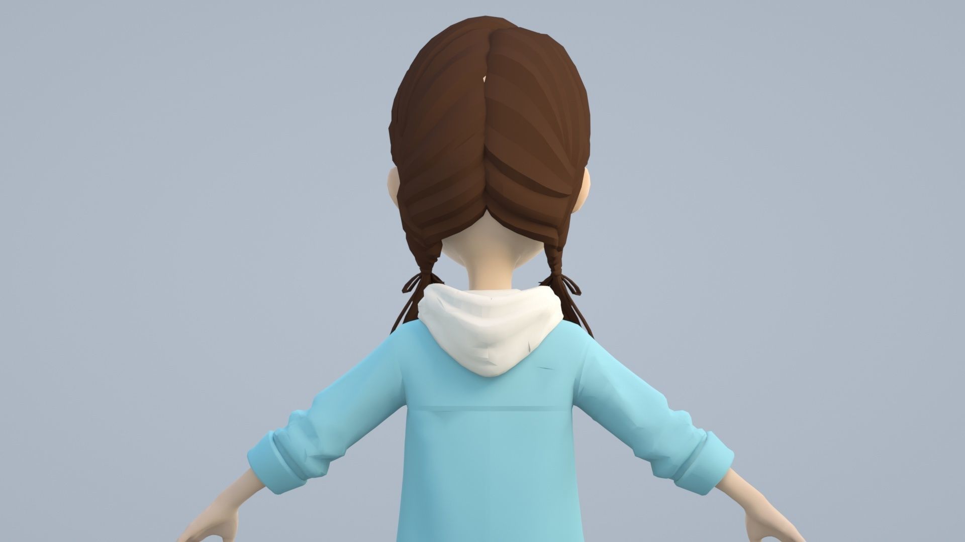 cartoon girl little sister child primary school student 3D model_5