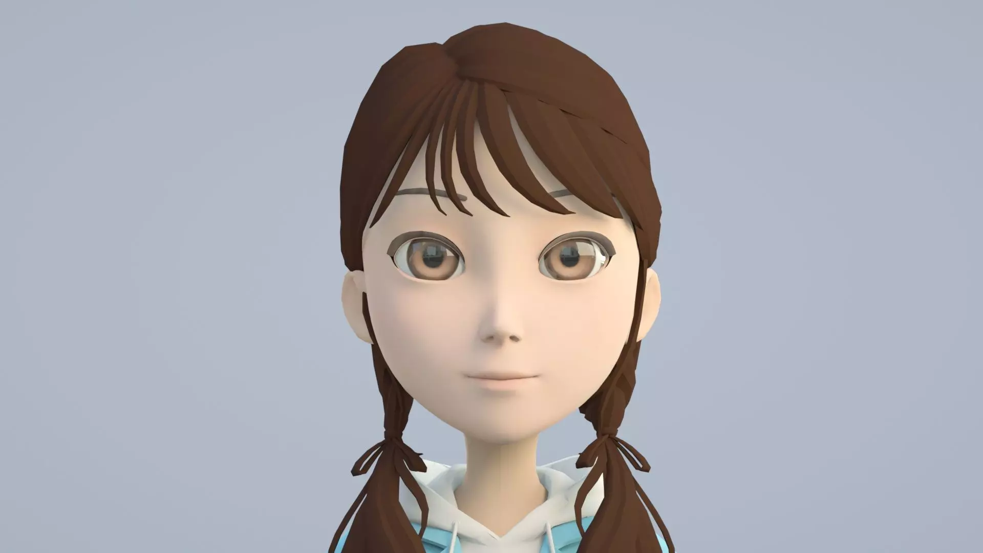 cartoon girl little sister child primary school student 3D model_0